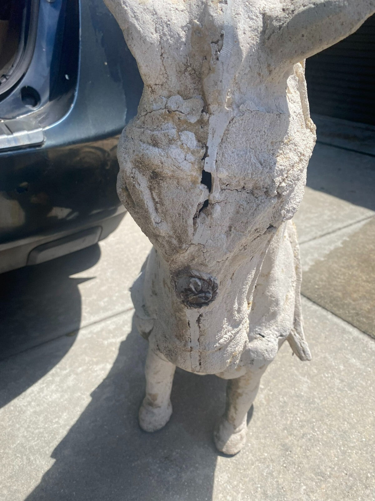 Large White Stylized Plaster Tang Horse Decor Display