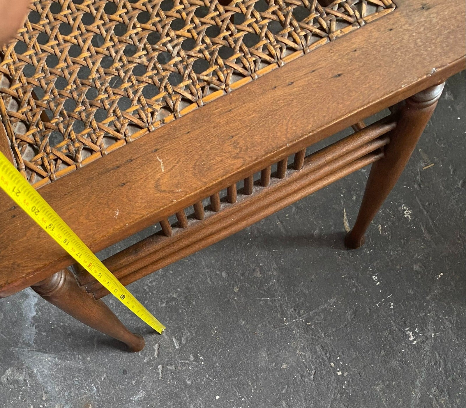 Early 1900’s Antique Light Brown Wooden Chair Cane Seat