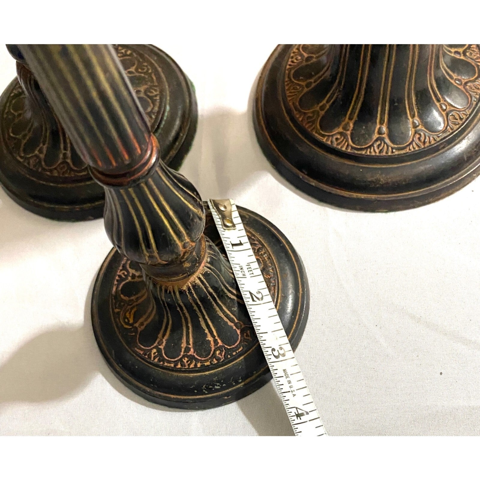 Stunning set of 3 Mid Century brass candle holders