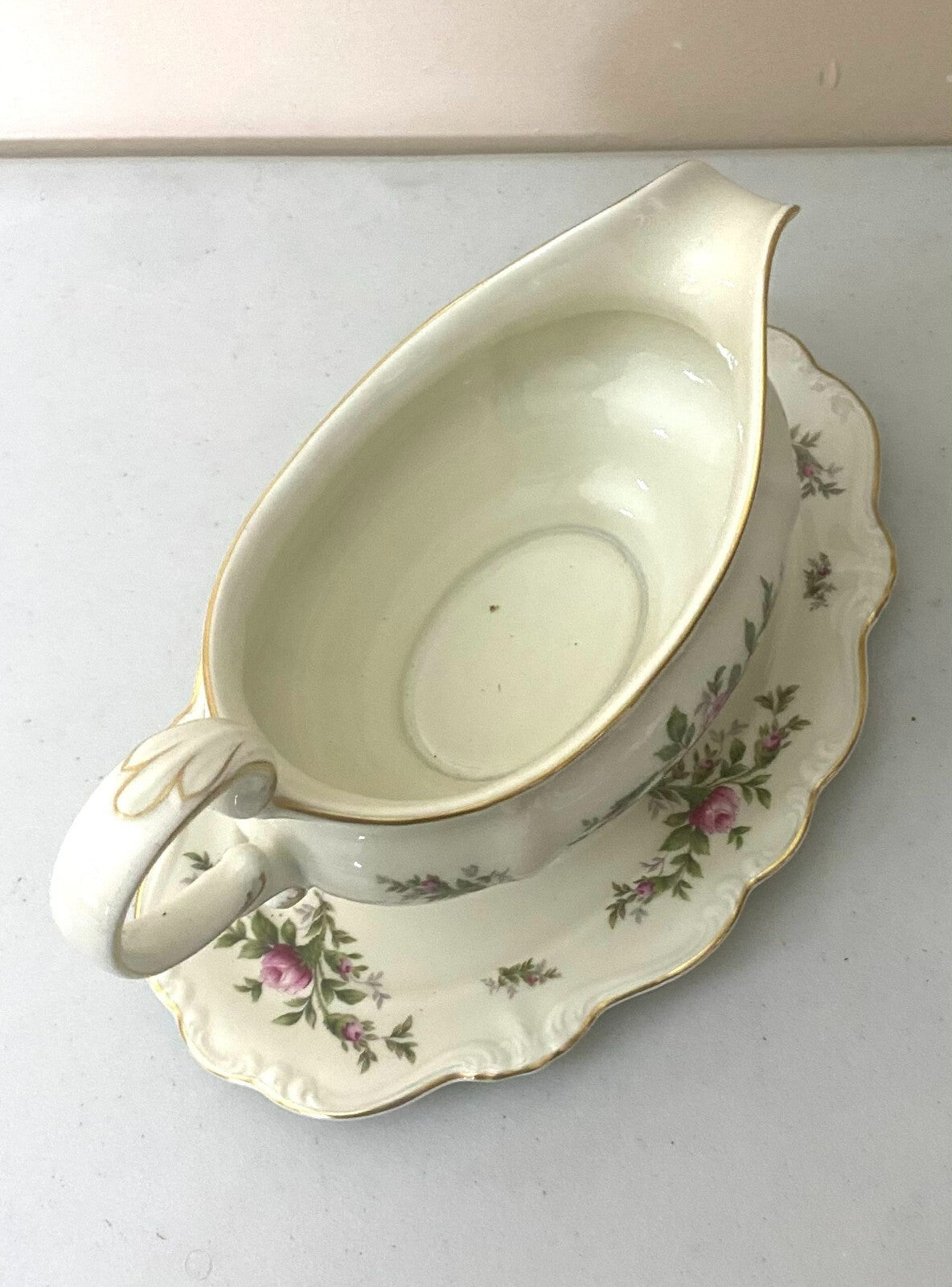Rosenthal White Porcelain Pompadour Floral Design Gravy Boat