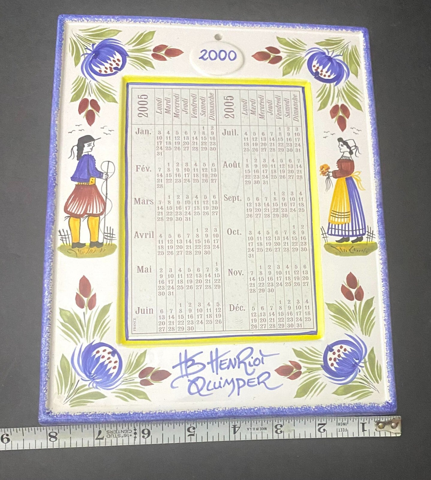 QuimPer Faïence 2000 Catalogue/ Calendar Rectangular Shaped Size 10x8 Inches