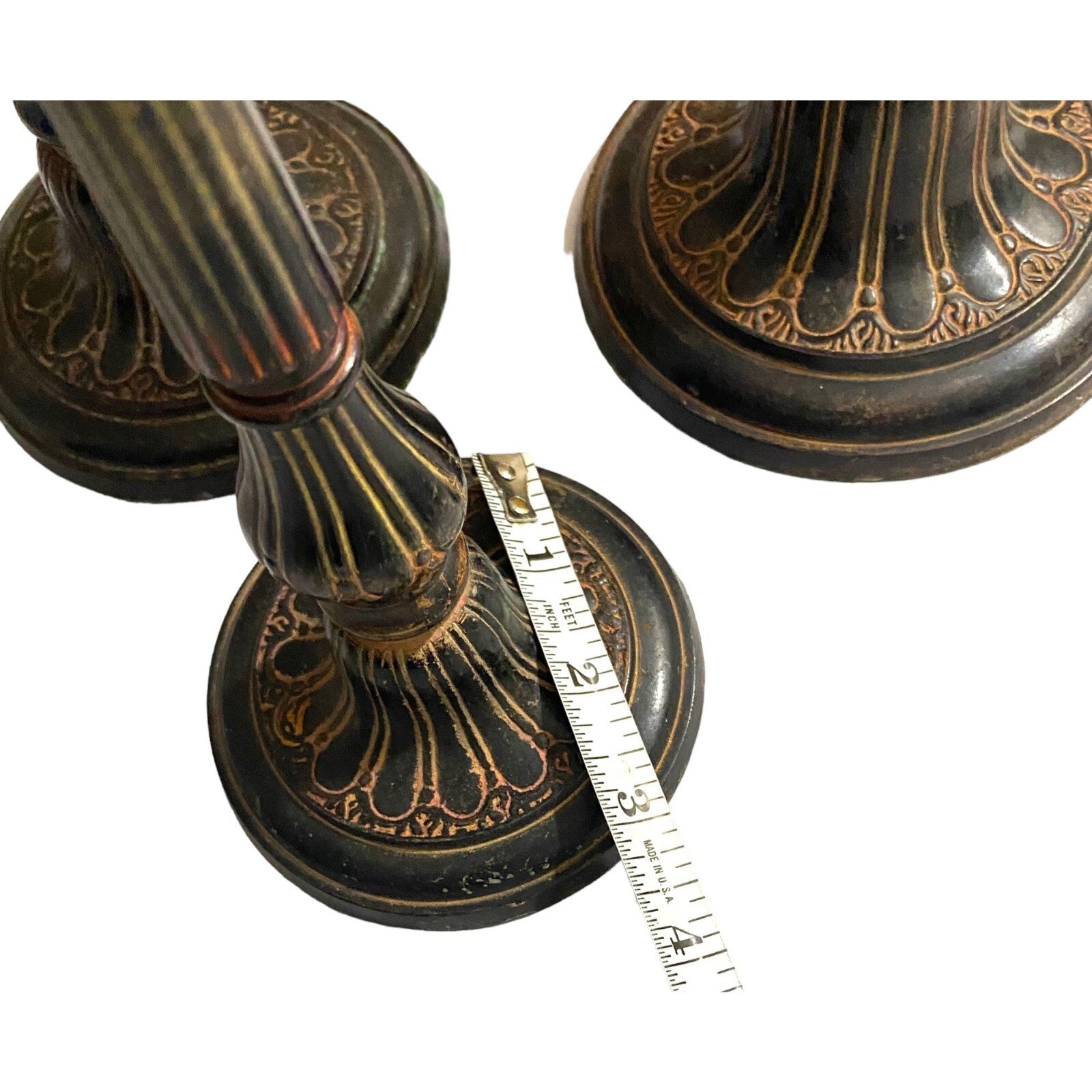 Stunning set of 3 Mid Century brass candle holders