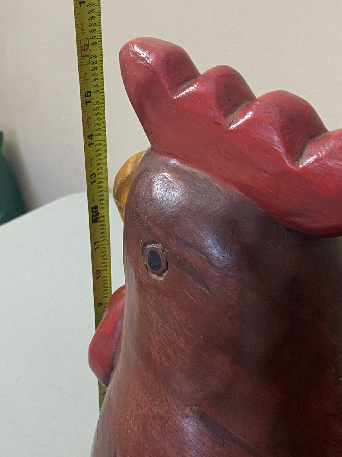 Hand Carved Brown Thick Wooden Decorative Chicken Figurine