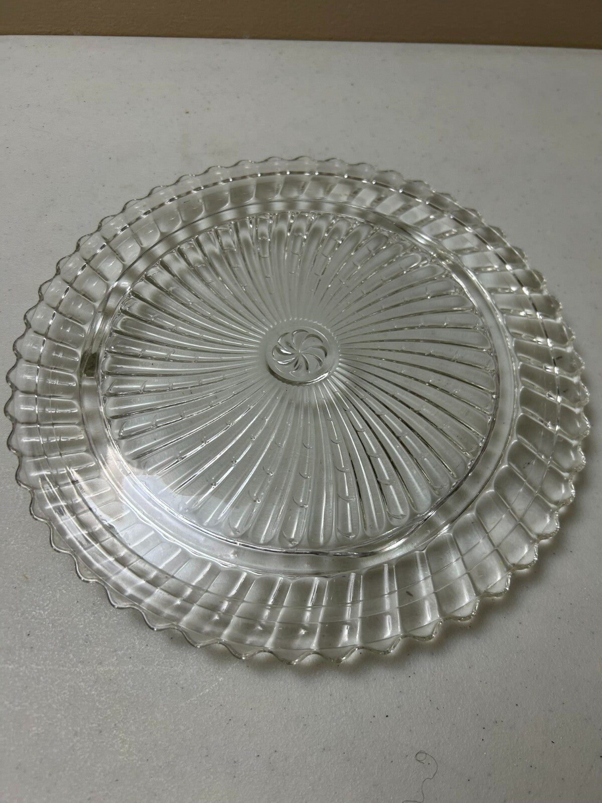 Antique Spiral Swirl Footed Cake Plate 11”