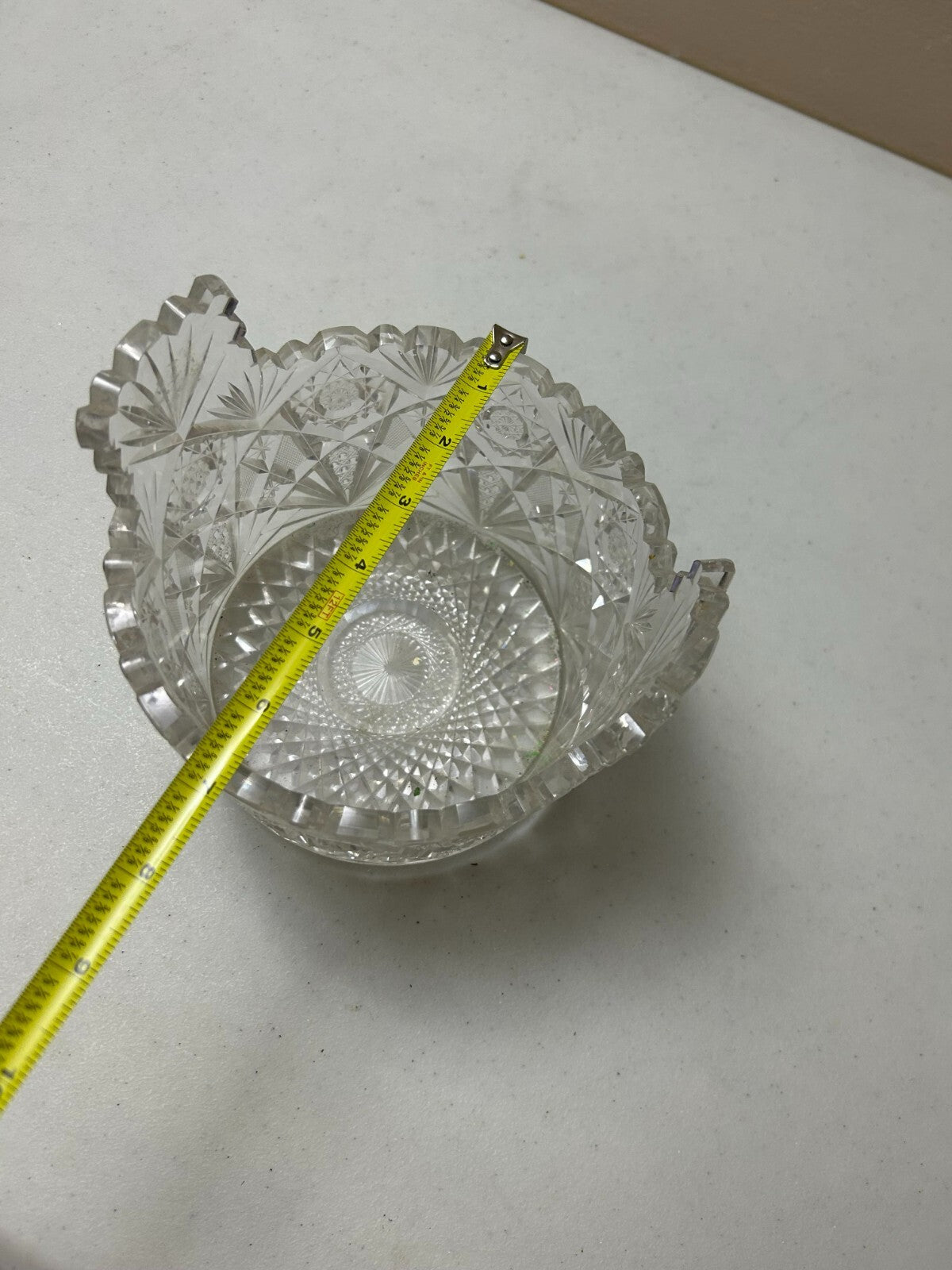 American Brilliant Crystal Cut Glass Saw Tooth Edge Ice Bucket