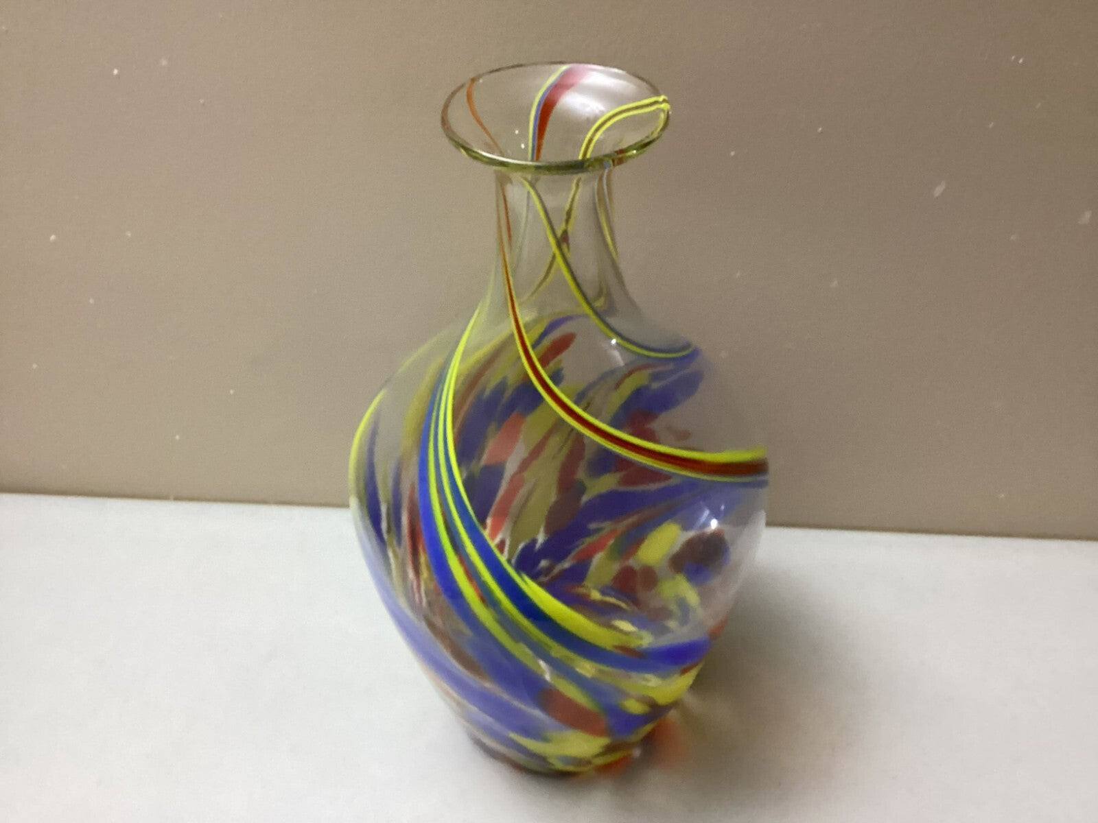 Vintage Large Murano Handmade Art Glass Tall Vase 16.5”