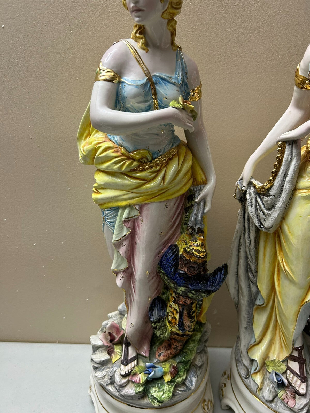Set Of 2 Tall Italian Glazed Figurines By Domenico Poloniato