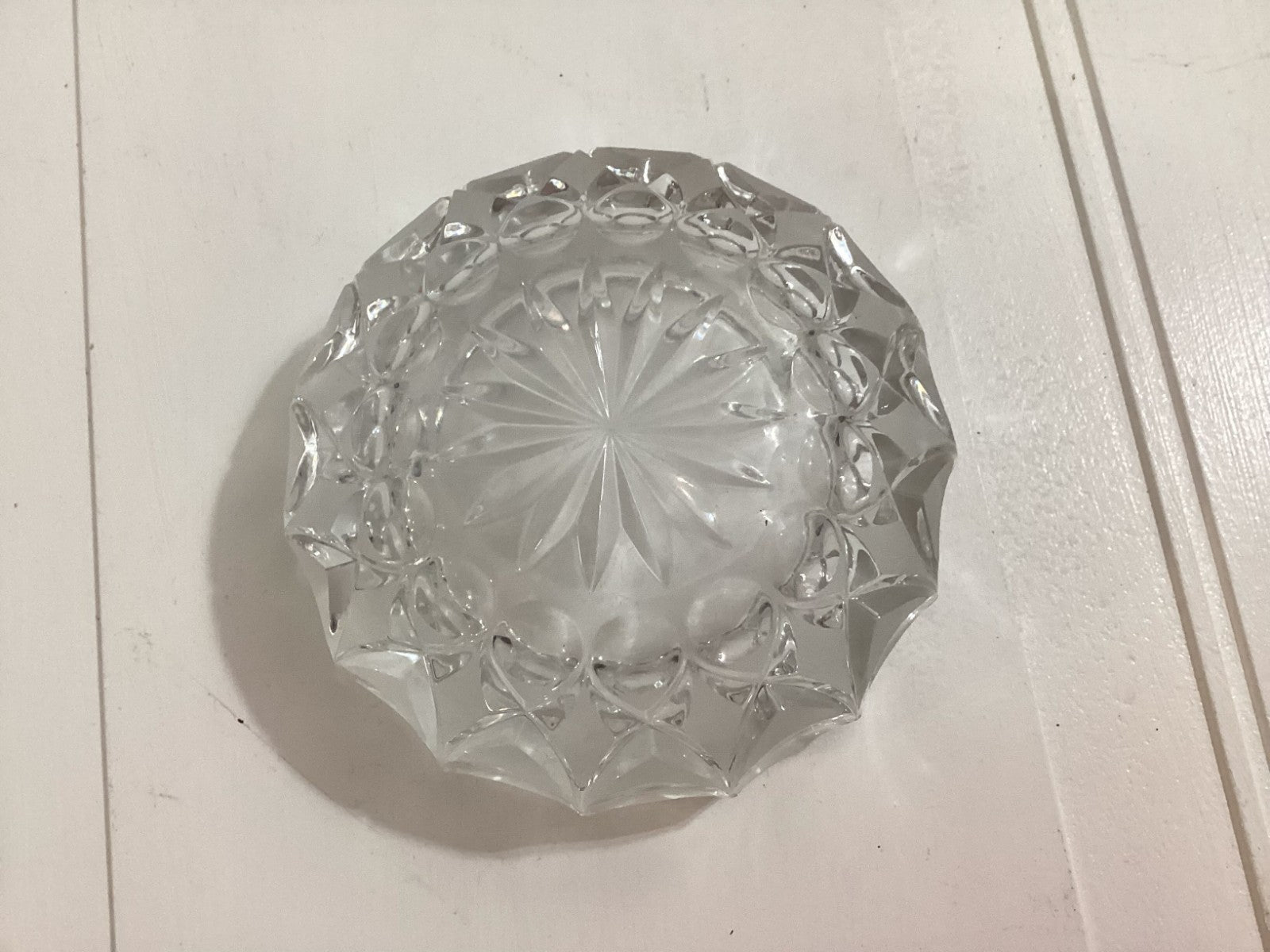 Vintage Noble Crystal Heavy Cut Glass Round Shaped Ashtray
