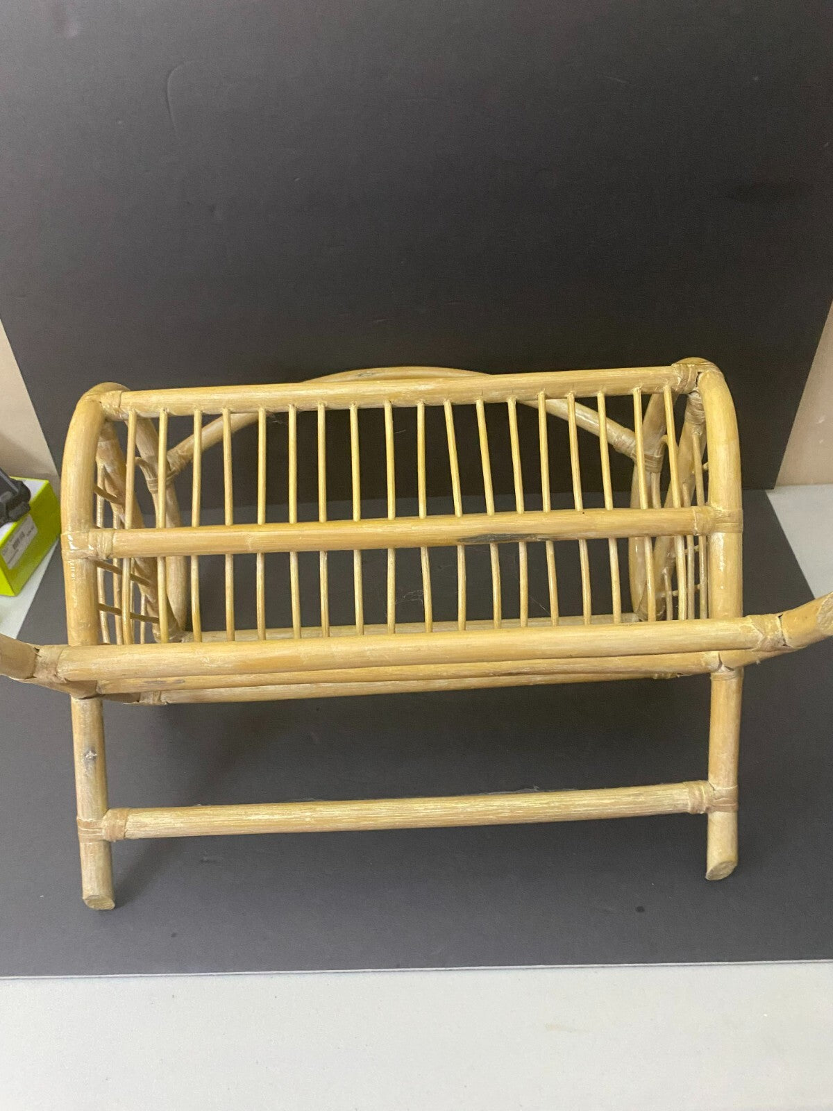 Hand Made Light Brown Rattan Wicker Organizer Basket For Magazines 18x10x18 In