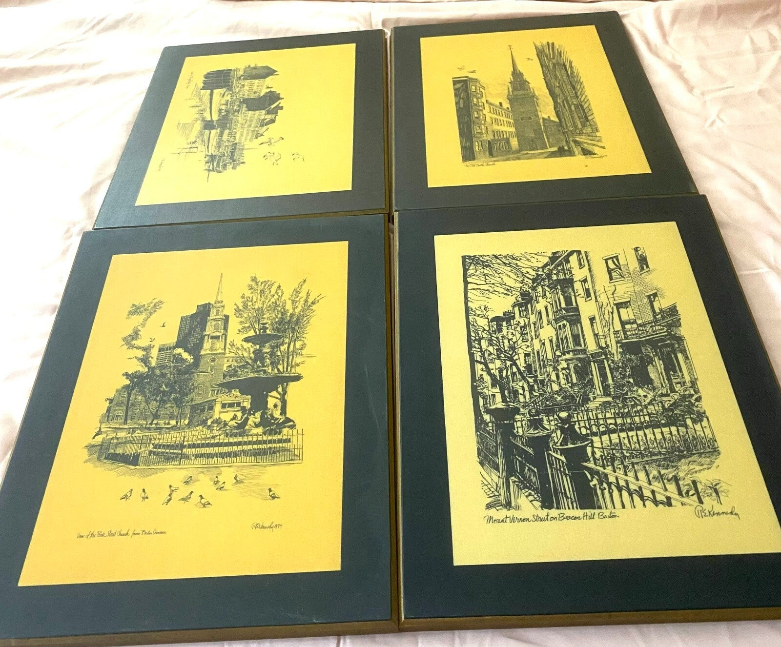 Lot of 4 Laminated Arts Old Boston Series by Robert E. Kennedy
