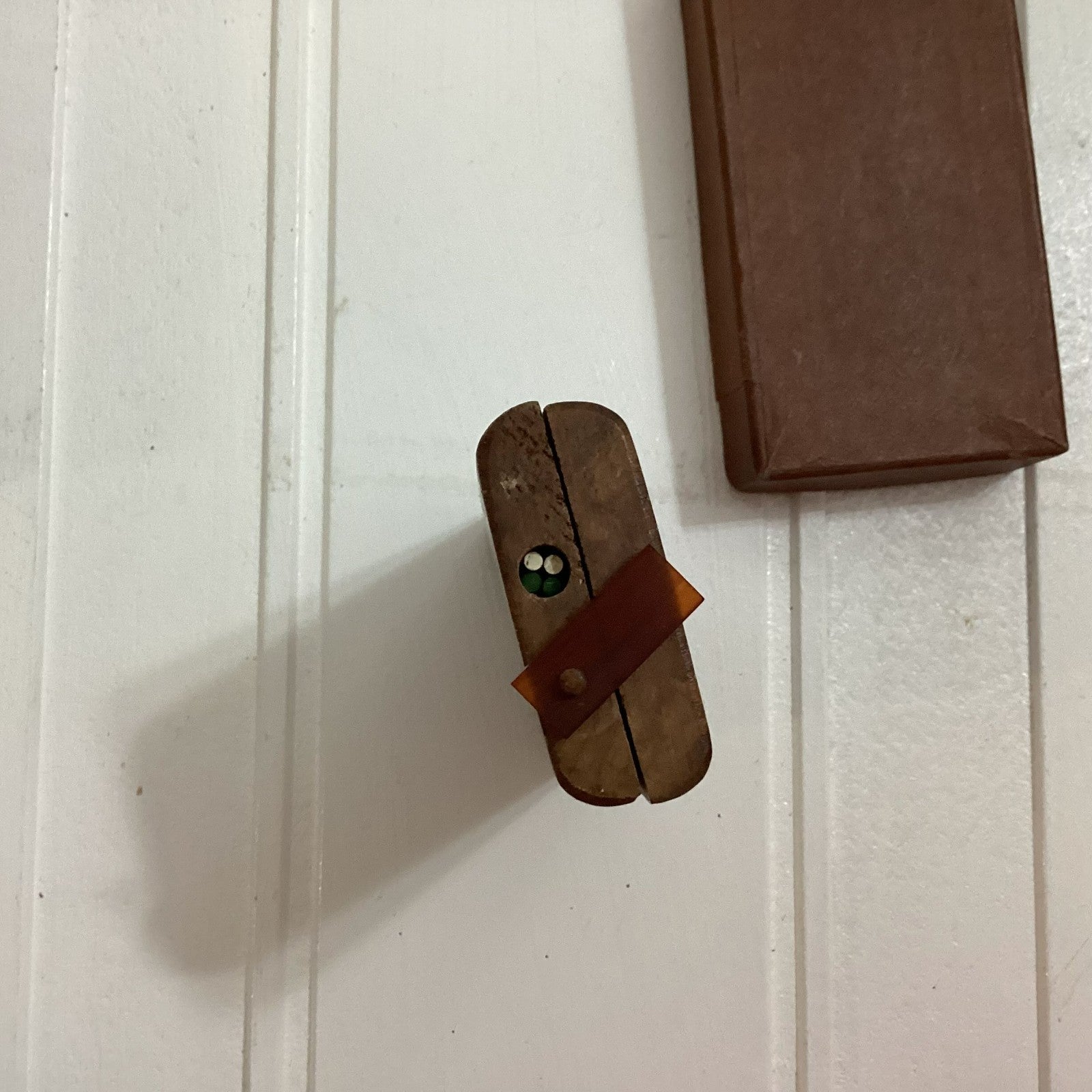 Vintage Brown Wooden Rectangular Small Cribbage Board