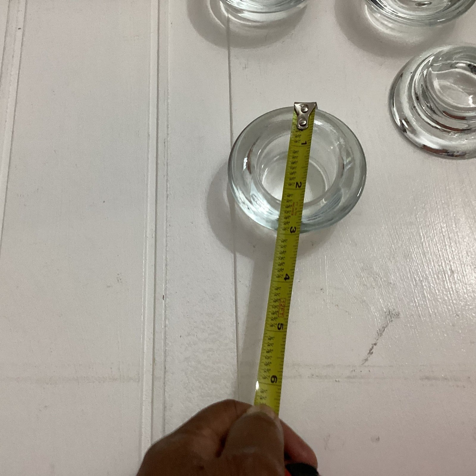 Lot Of 4 Clear Heavy Glass Tea Light Candle Holders