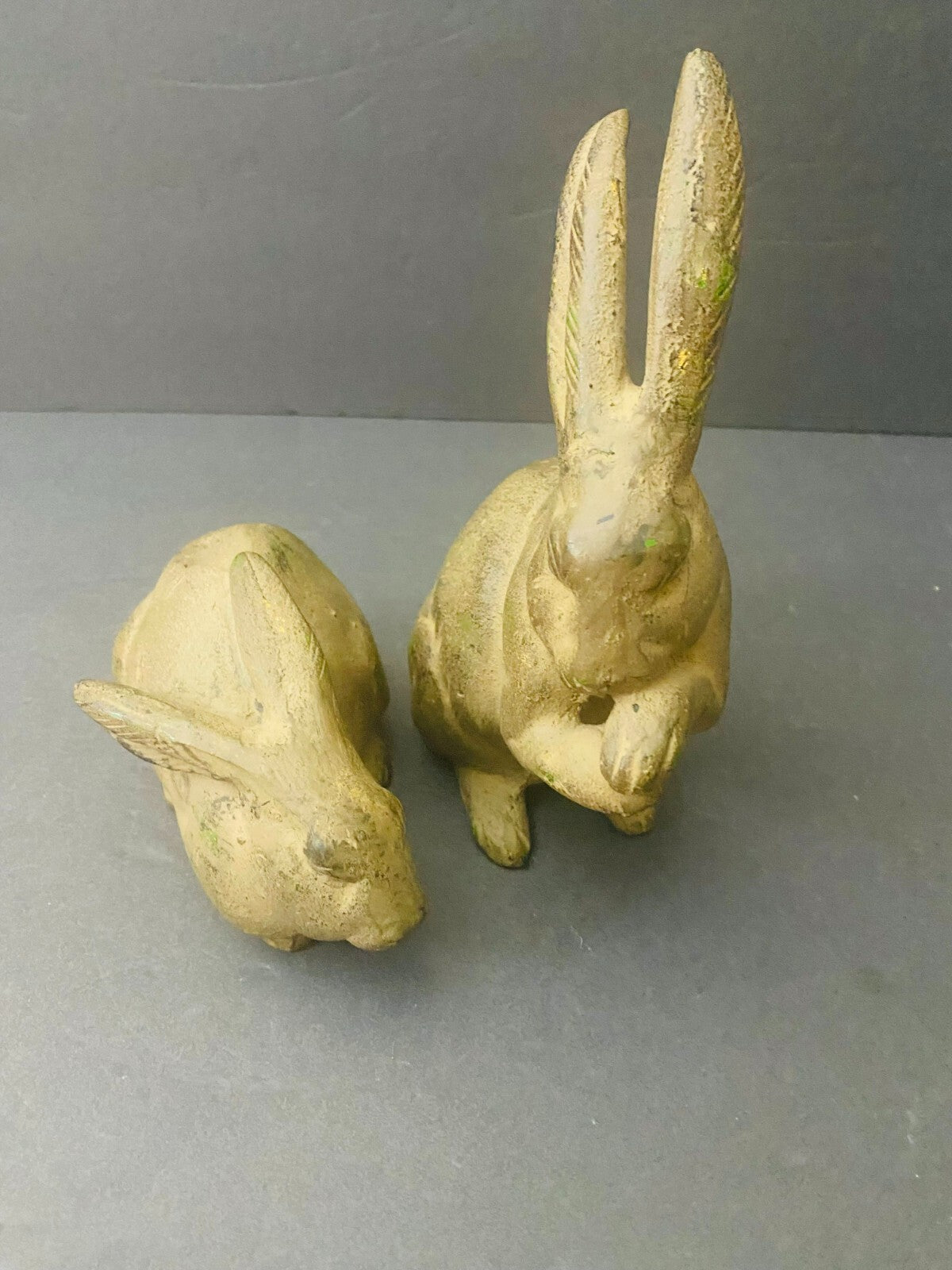 Set of 2 OMC Japan Golden Bronzé Small Decorative Display Rabbits Figurine