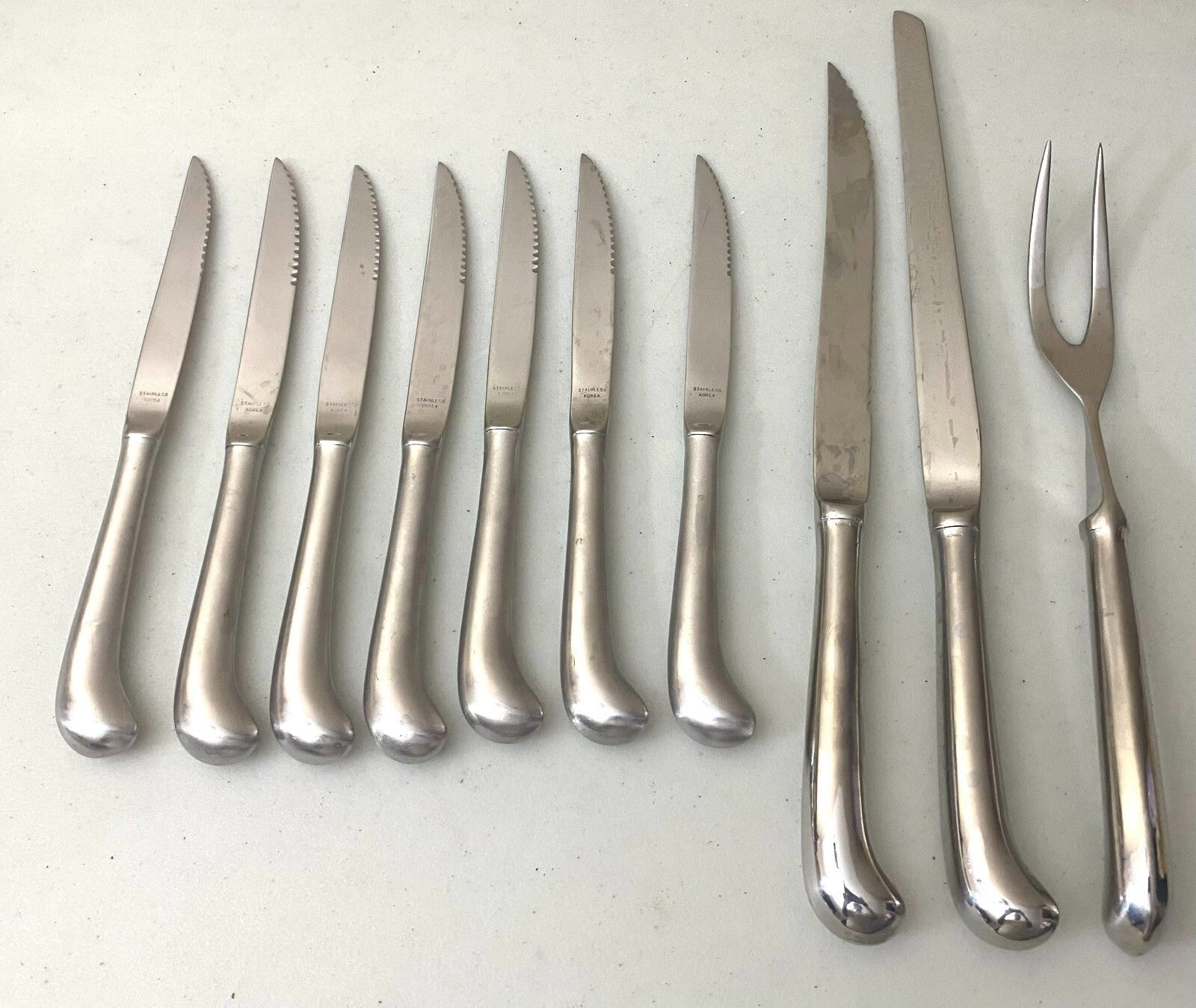 Set Of 9 Stainless Steel Dinner Knives And Serving Set