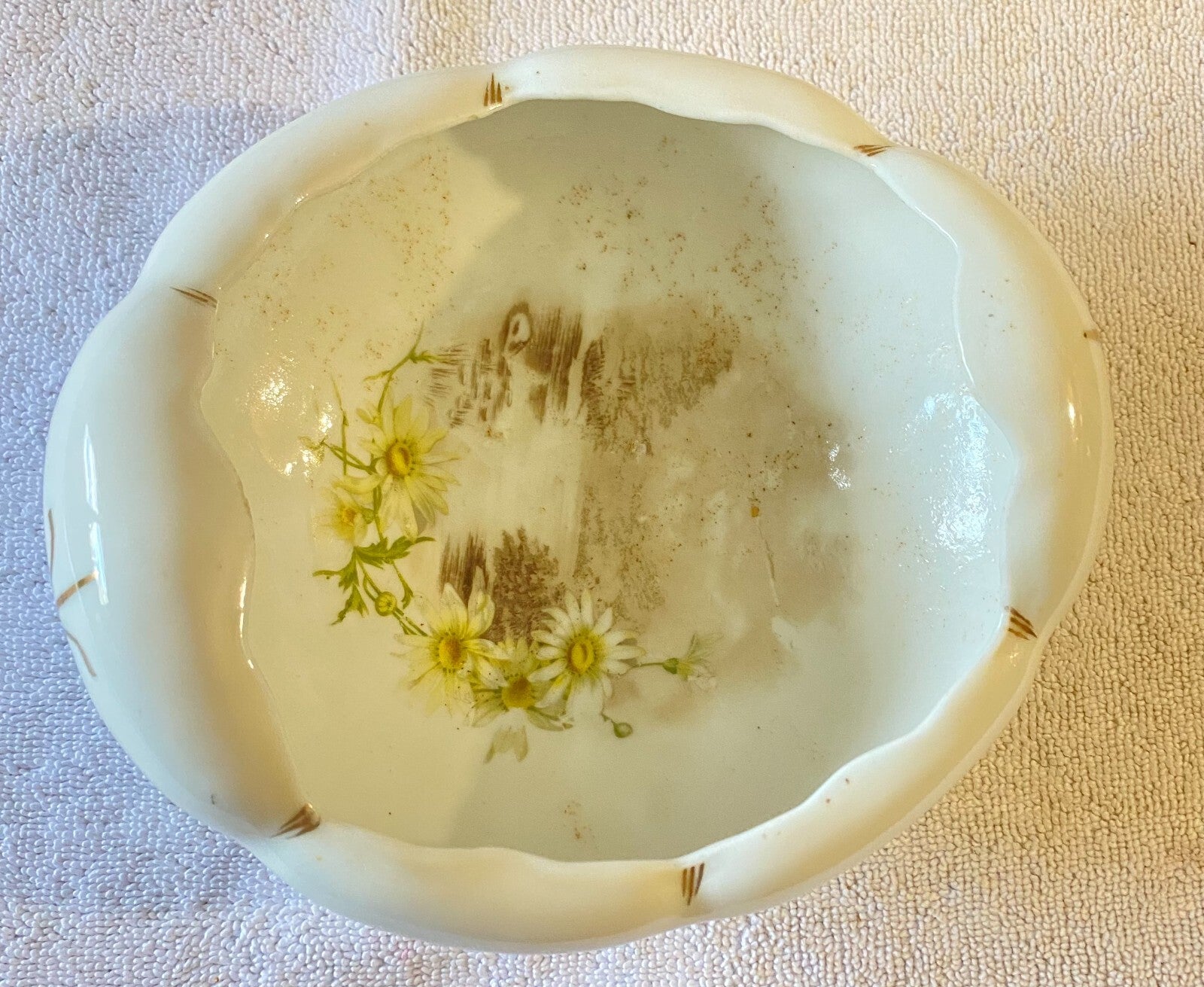Antique Bavaria White FLoral Royal Austrian Four footed bowl