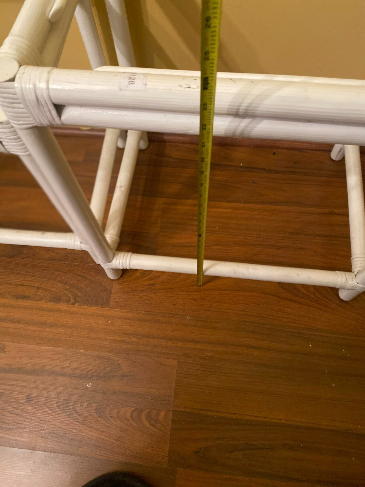 Set Of 3 White Rectangular Shaped Indoor Bamboo Nesting Side Tables