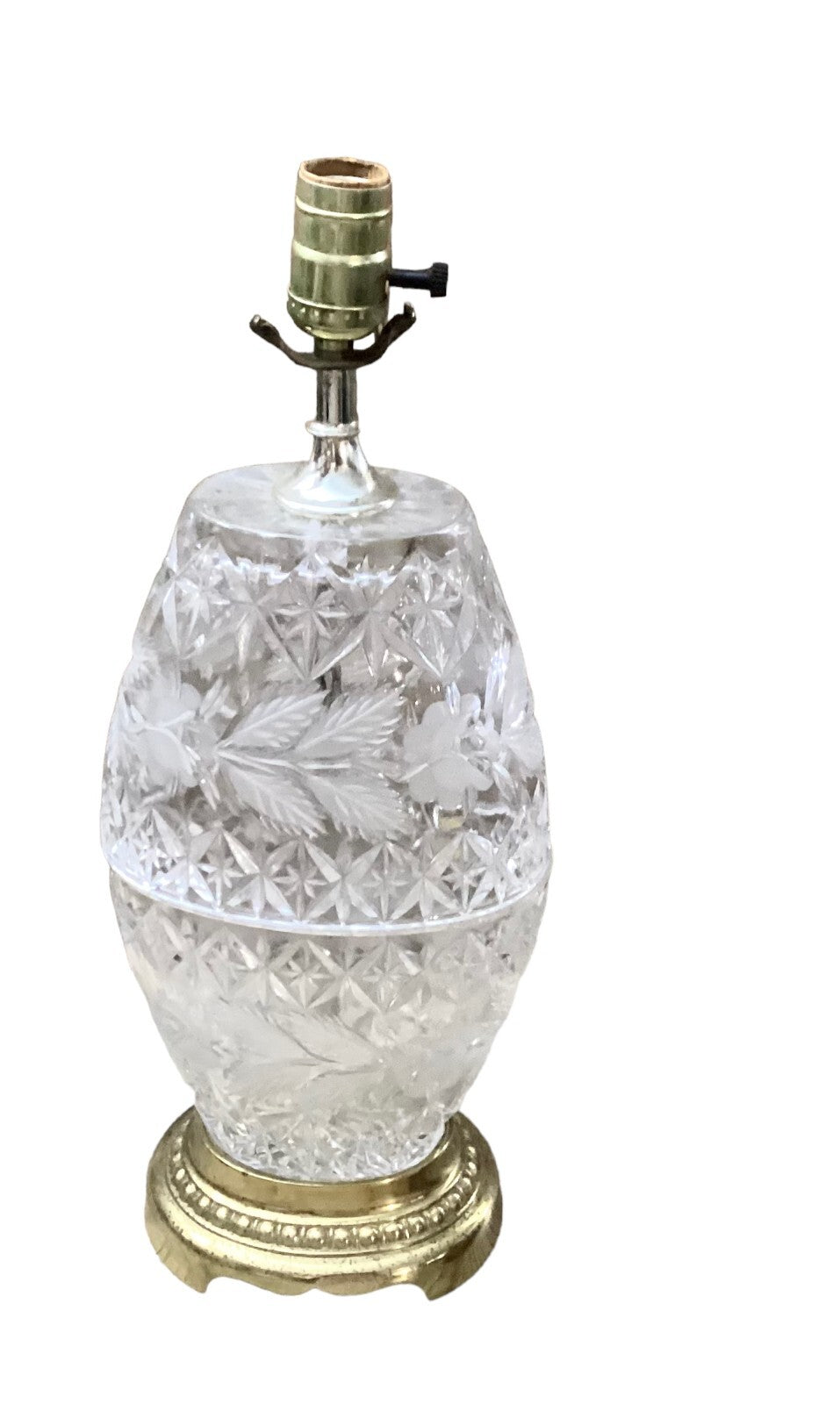 Mid Century White Pressed Glass Electric Operated Table Lamp