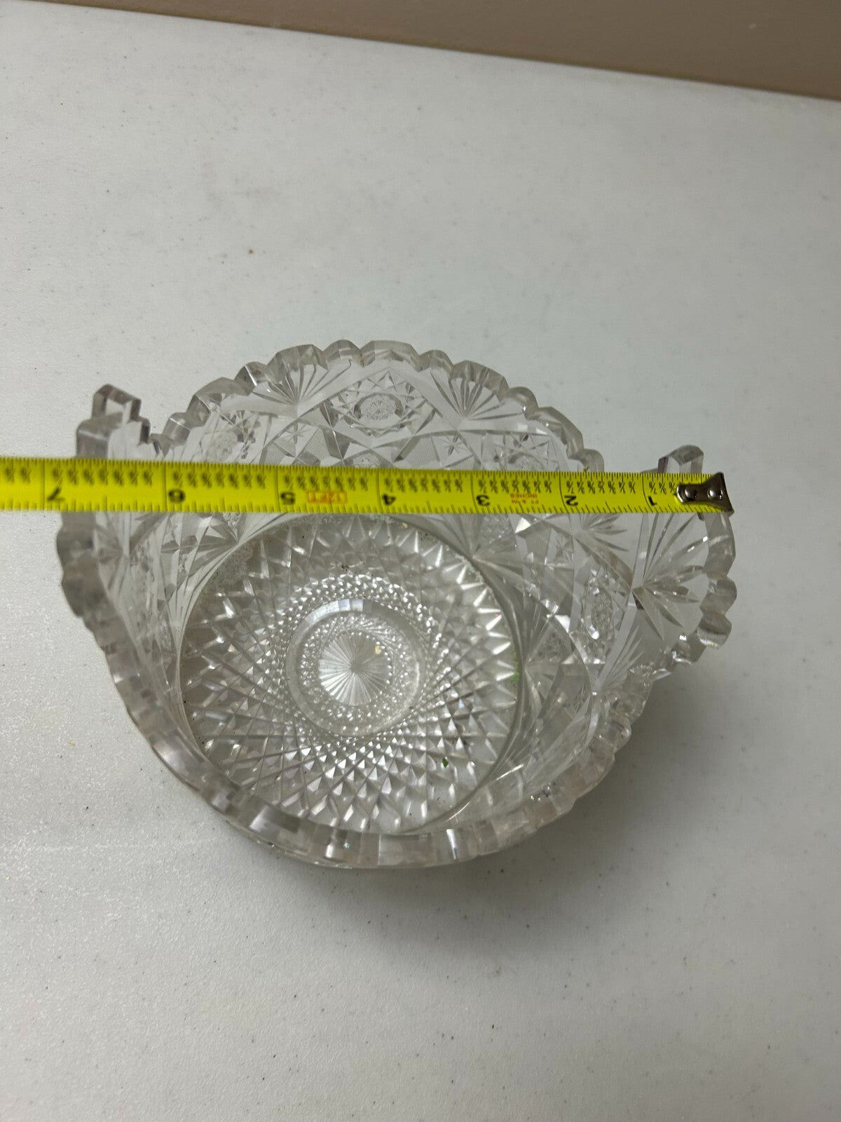 American Brilliant Crystal Cut Glass Saw Tooth Edge Ice Bucket