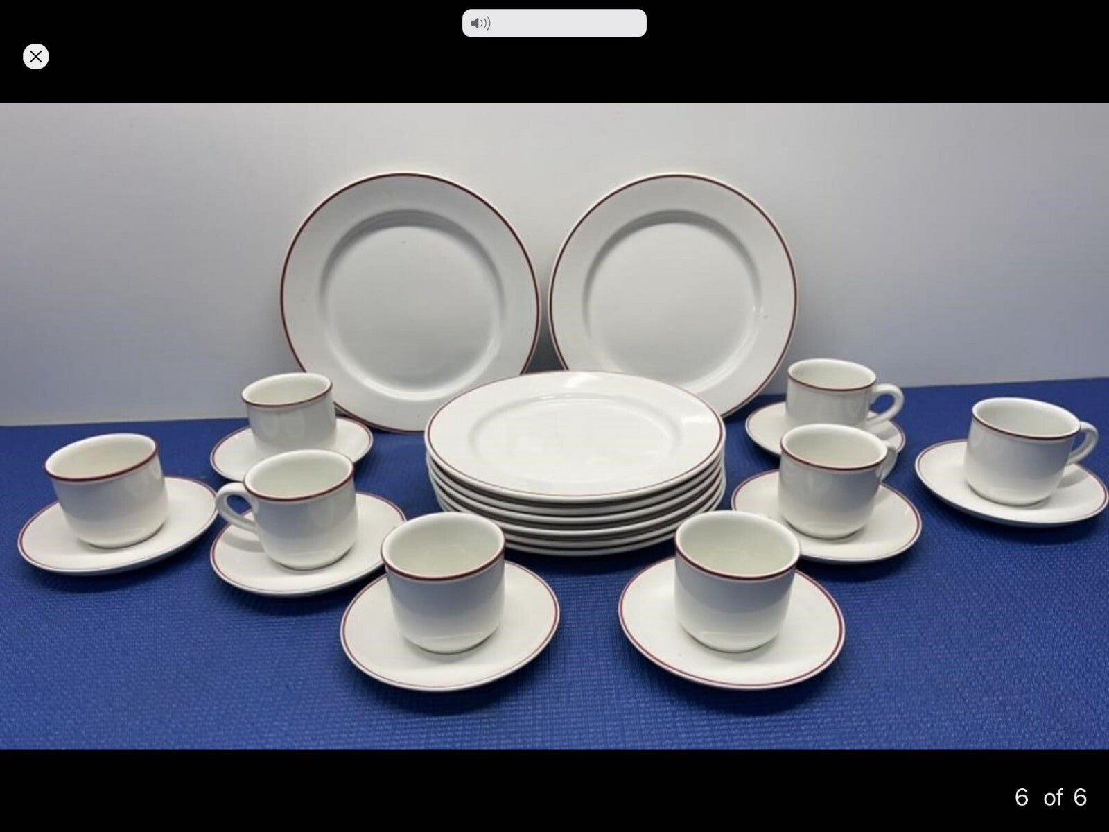 Set Of 24 Pcs For 8 Of Luxembourg Villeroy & Boch White With Red Trim