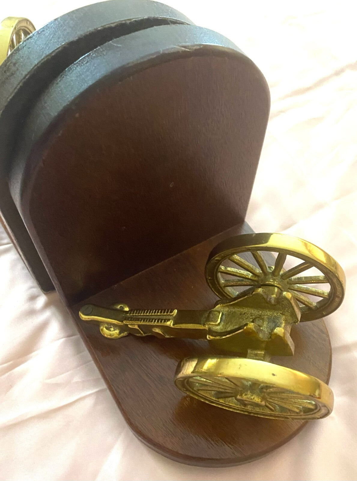 Pair Of 2 English Made Bookend With Solid Brass Canon