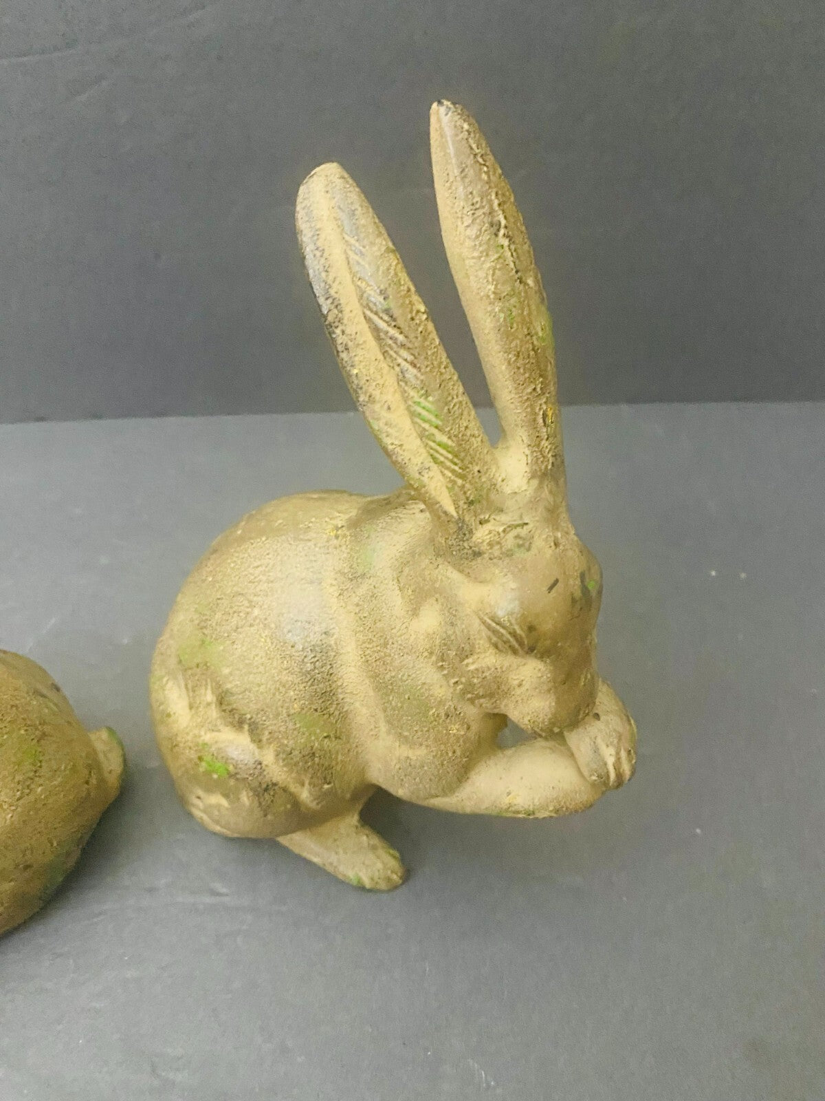 Set of 2 OMC Japan Golden Bronzé Small Decorative Display Rabbits Figurine