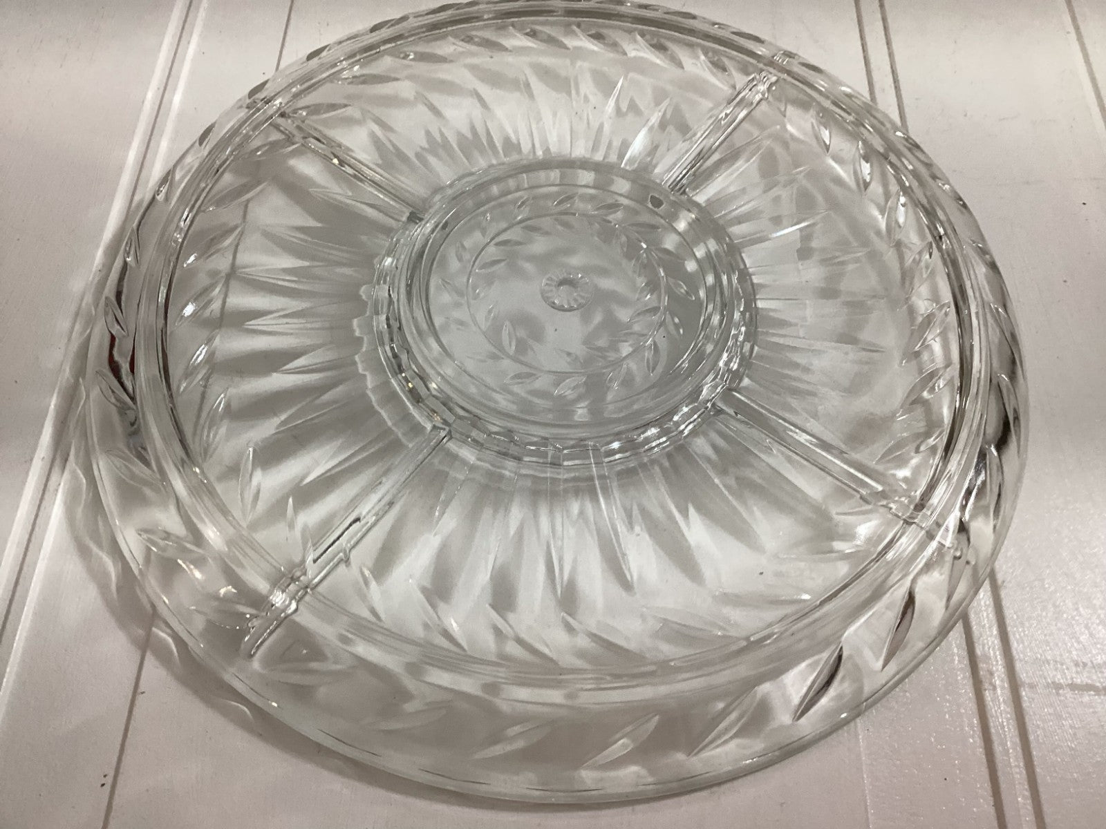 Vtg Indiana GlassRound Shaped Clear Pressed Glass 5 Part Relish/Serving Dish