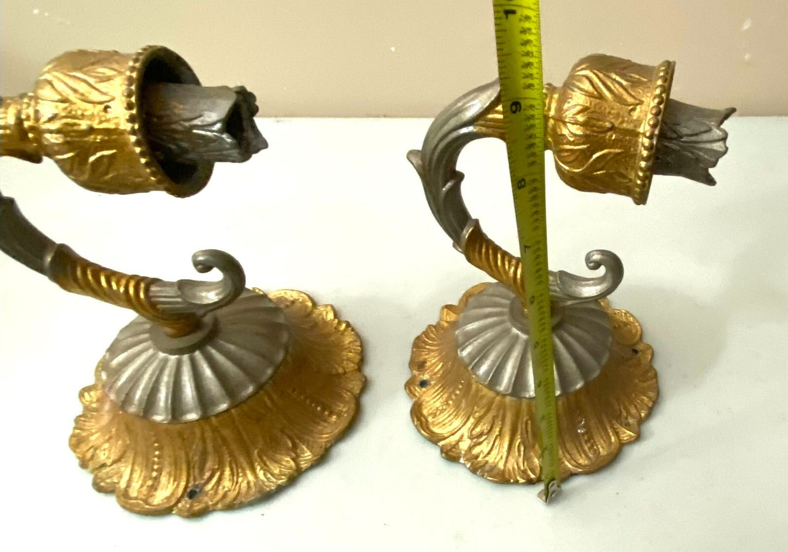 Vintage Lot Of 2 Brass Wall Candle Holder Sconces