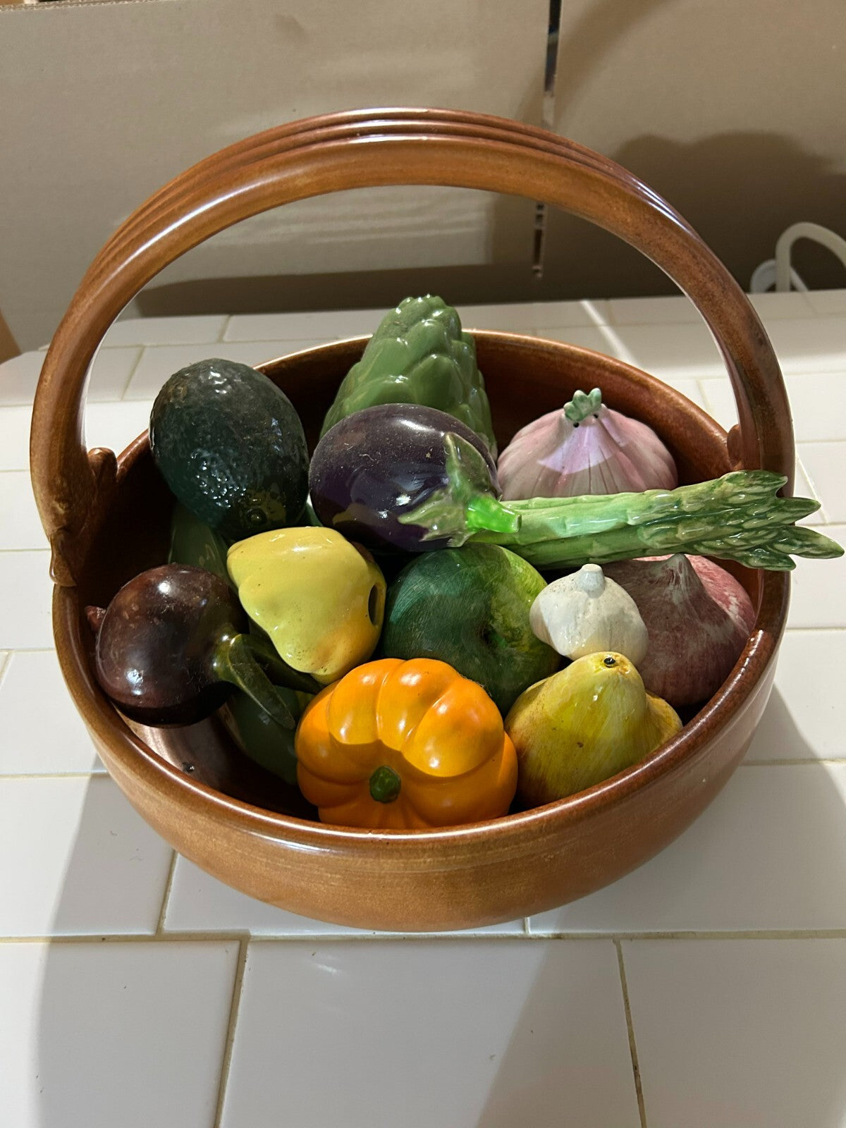 Vintage Hand Made Mamma Ro Fruits And Vegetables Terracotta Basket