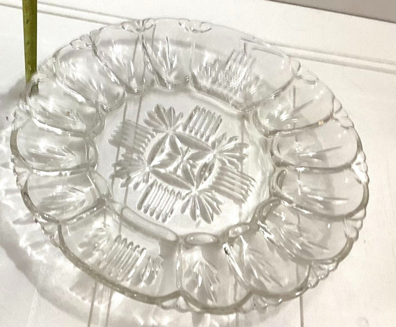 Federal Glass Georgetown Clear Cut Glass Round 15 Sections Deviled Egg plate