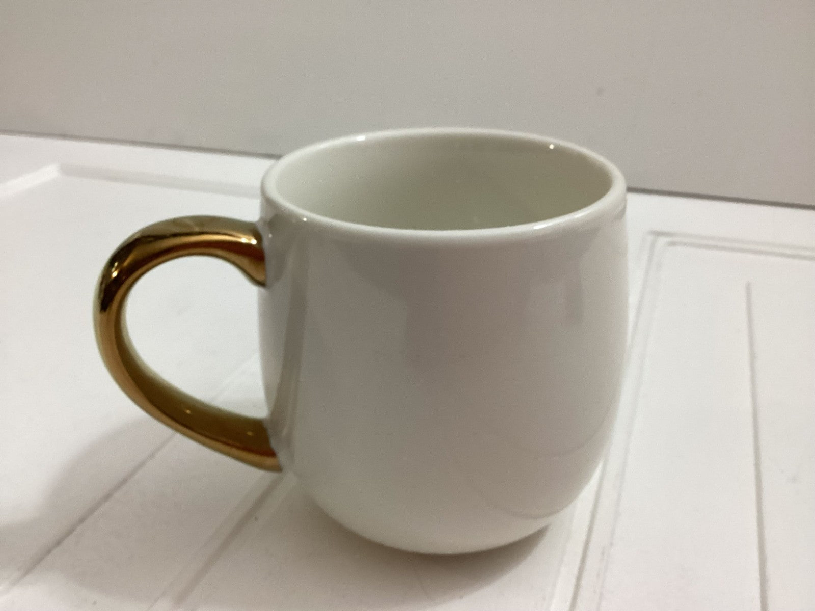 Disney Mickey Mouse Porcelain White Mug - Golden Handle