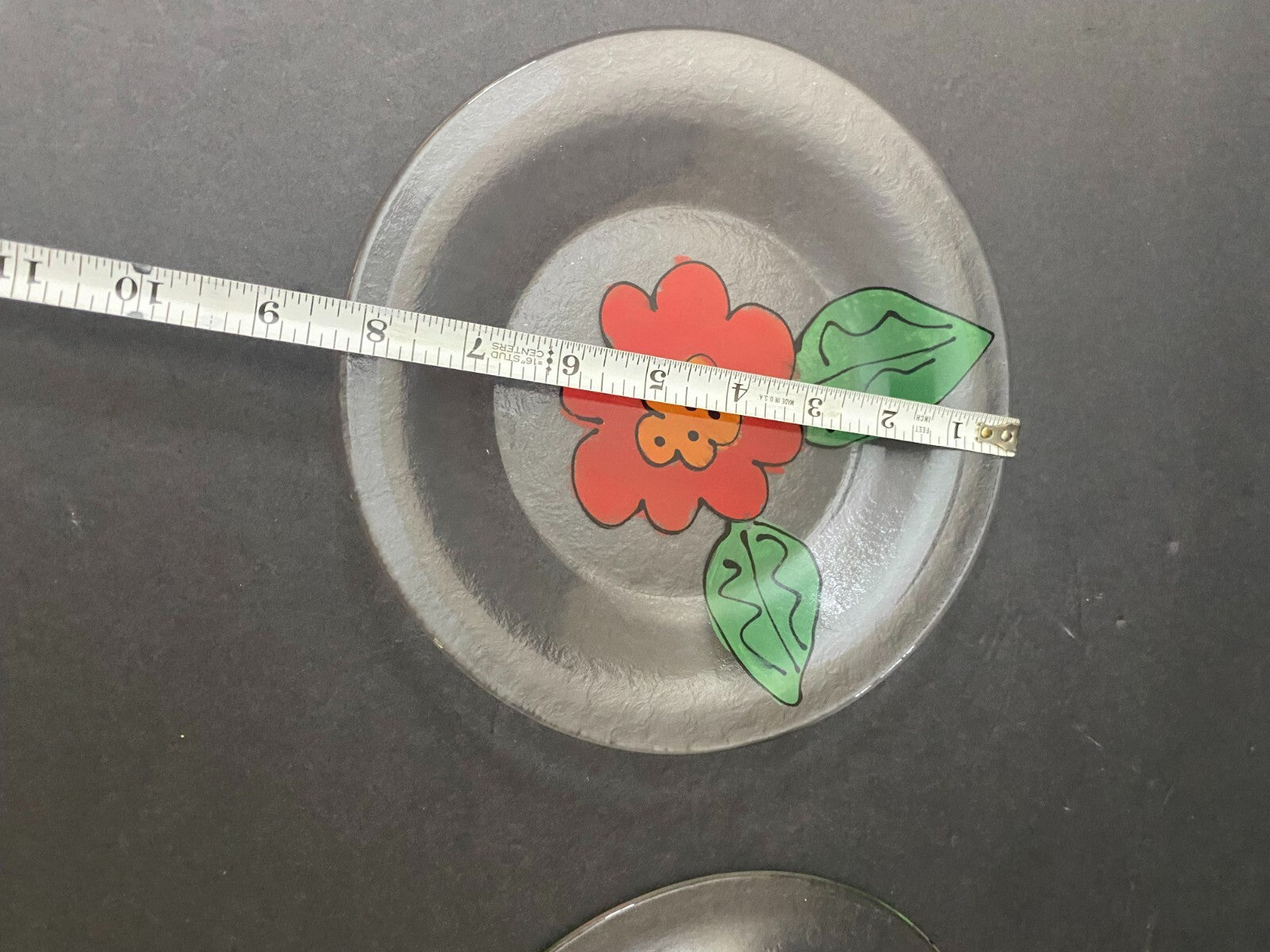 Set Of 2 Multicolor Round Shaped Floral Design Mid Century Plates 8 Inches