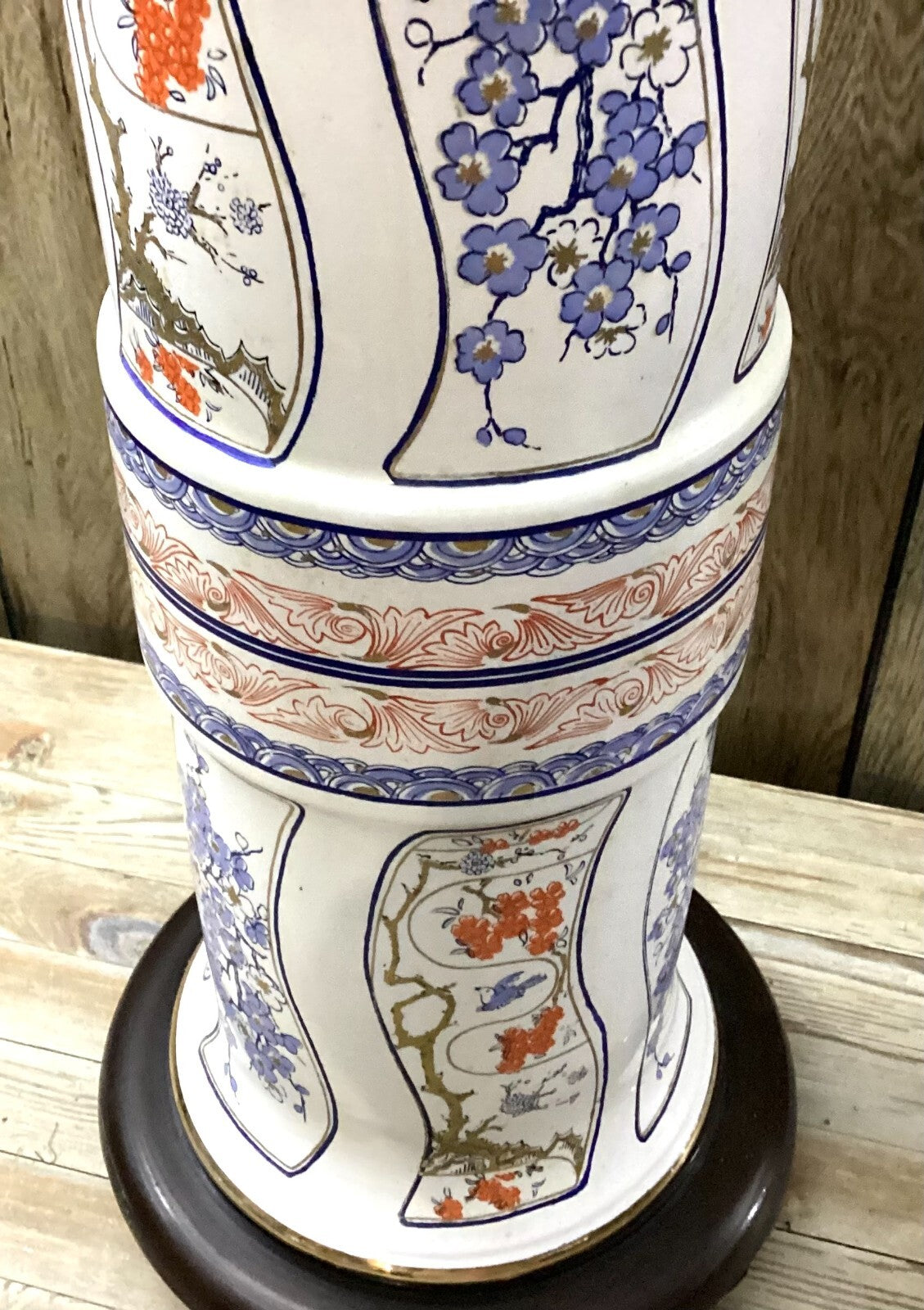 Mid Century Multicolor Modern Chinoiserie Floral Design Table Lamp Without Bulb