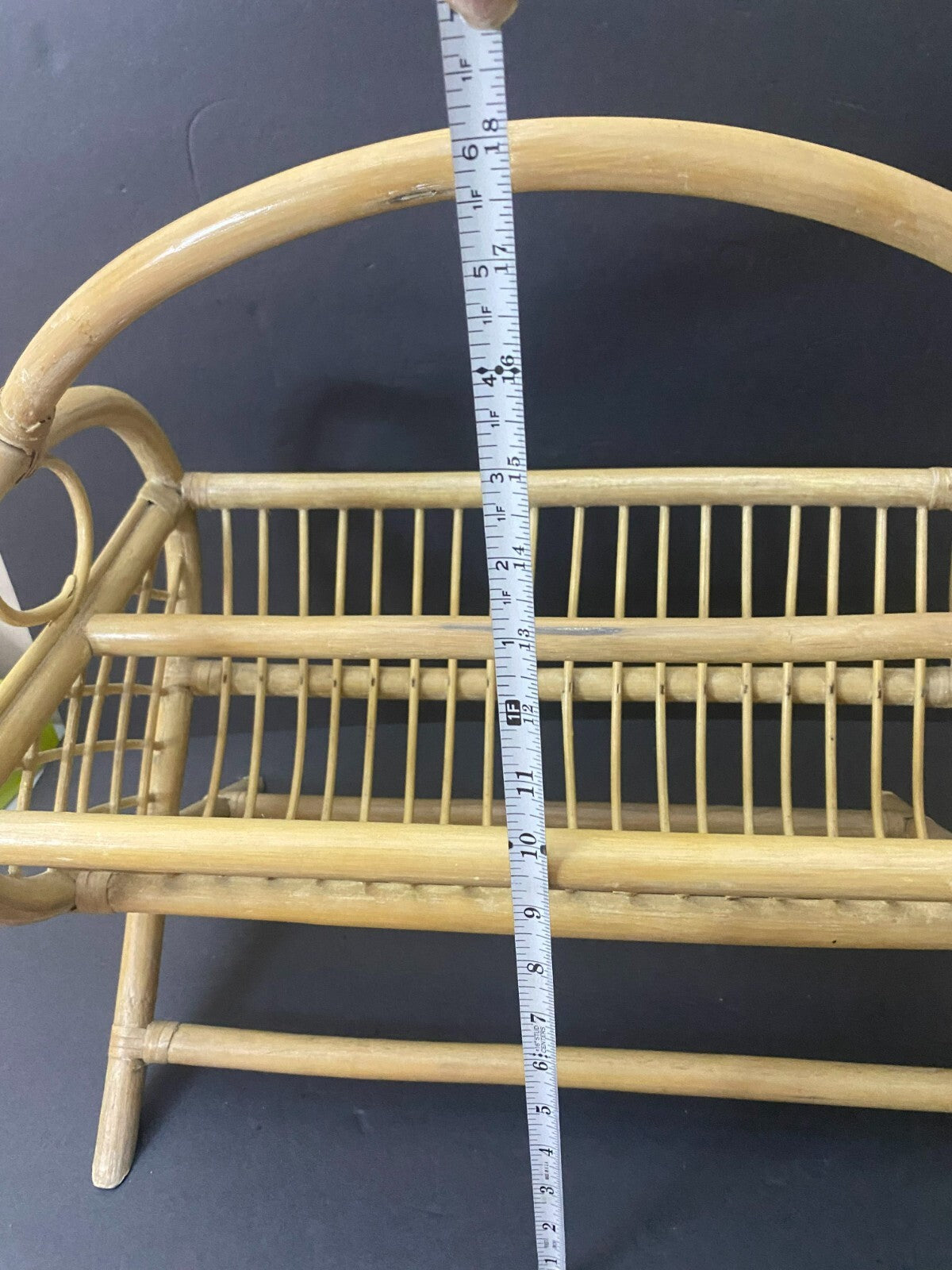 Hand Made Light Brown Rattan Wicker Organizer Basket For Magazines 18x10x18 In