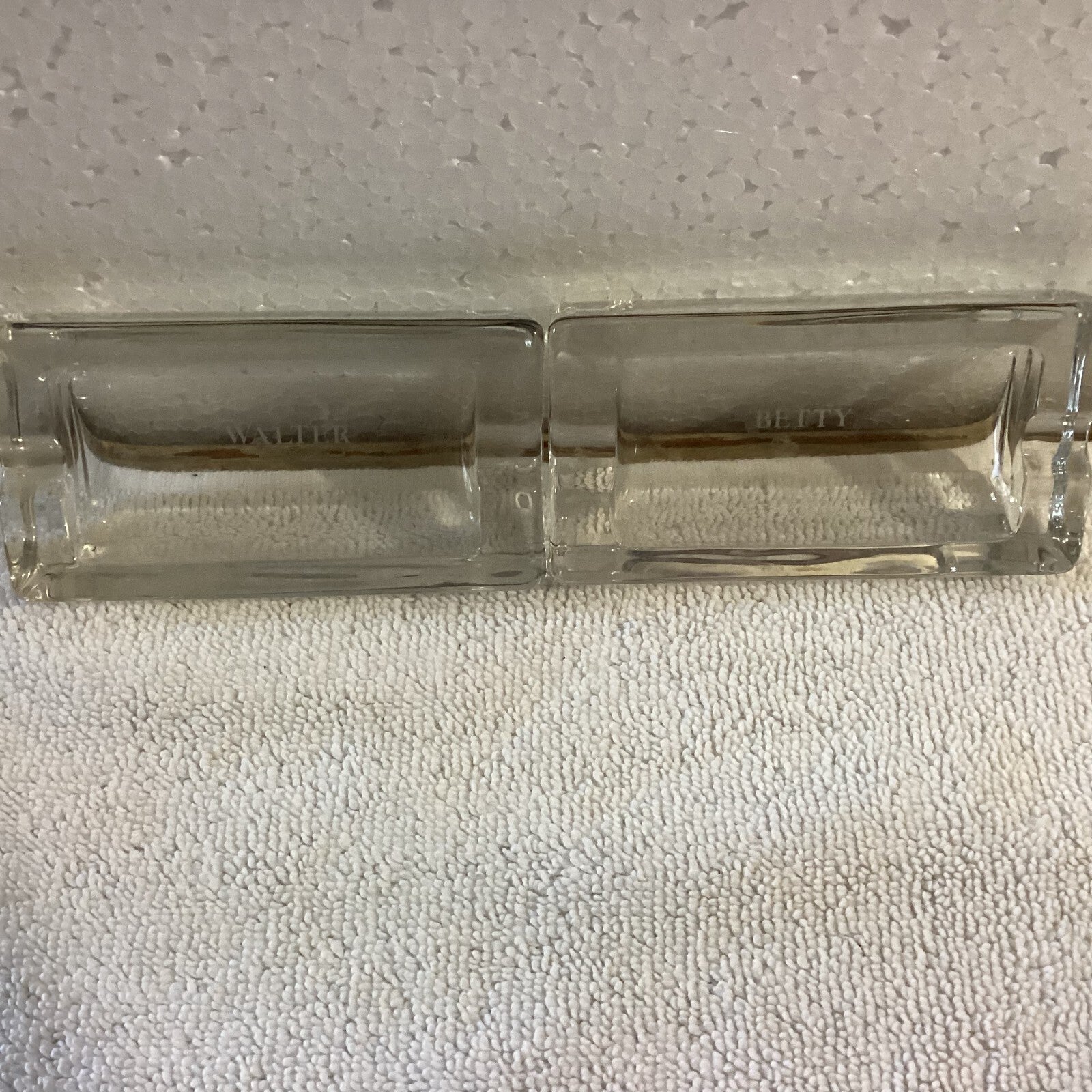 Pair Of 2 Small Crystal Ashtray Engraved Betty-Walter Individually