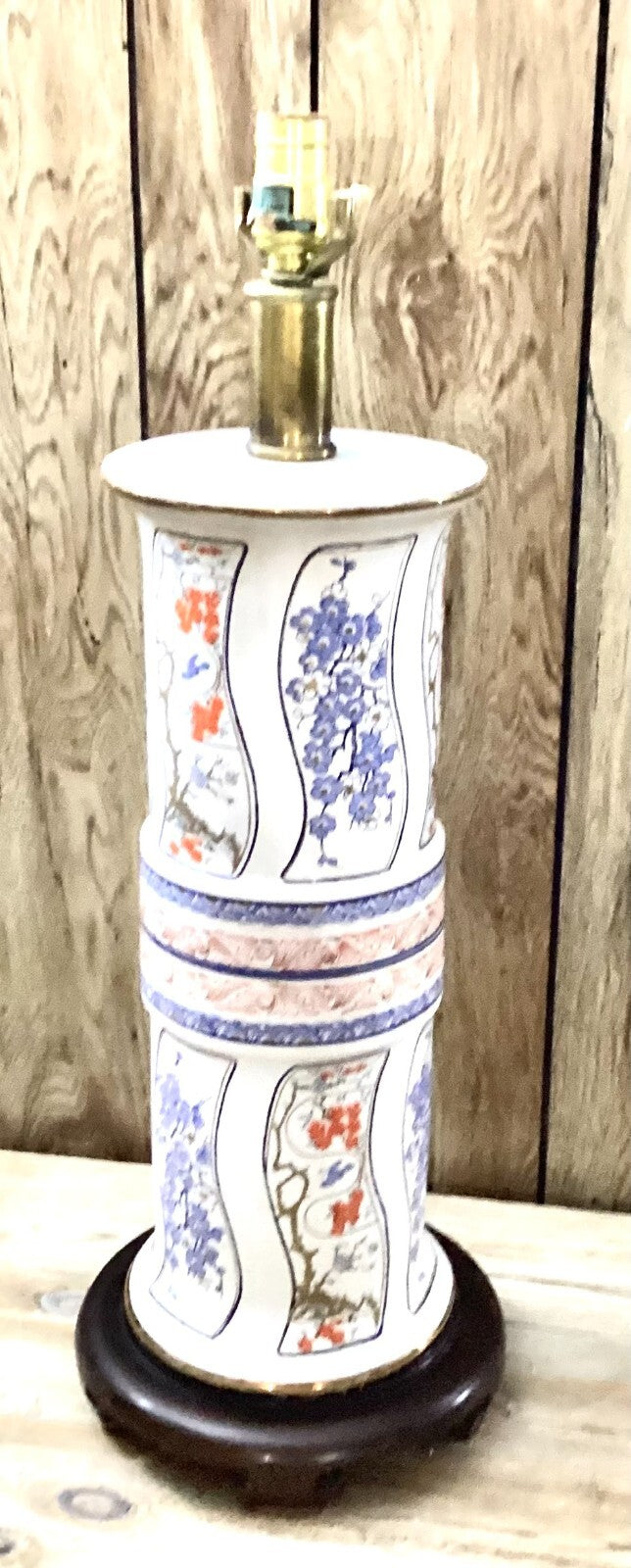 Mid Century Multicolor Modern Chinoiserie Floral Design Table Lamp Without Bulb