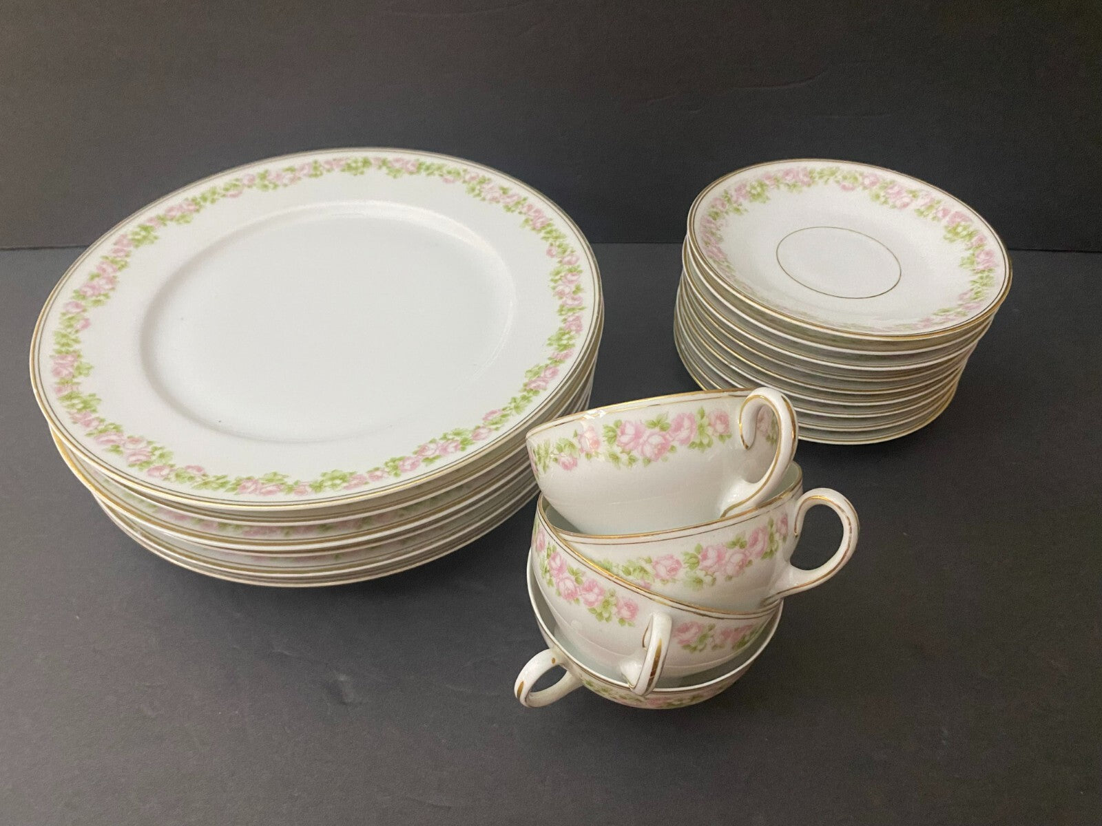 Bavaria White With Floral Design Set Of Plates, Coffee Cups And Saucers 19 Pcs