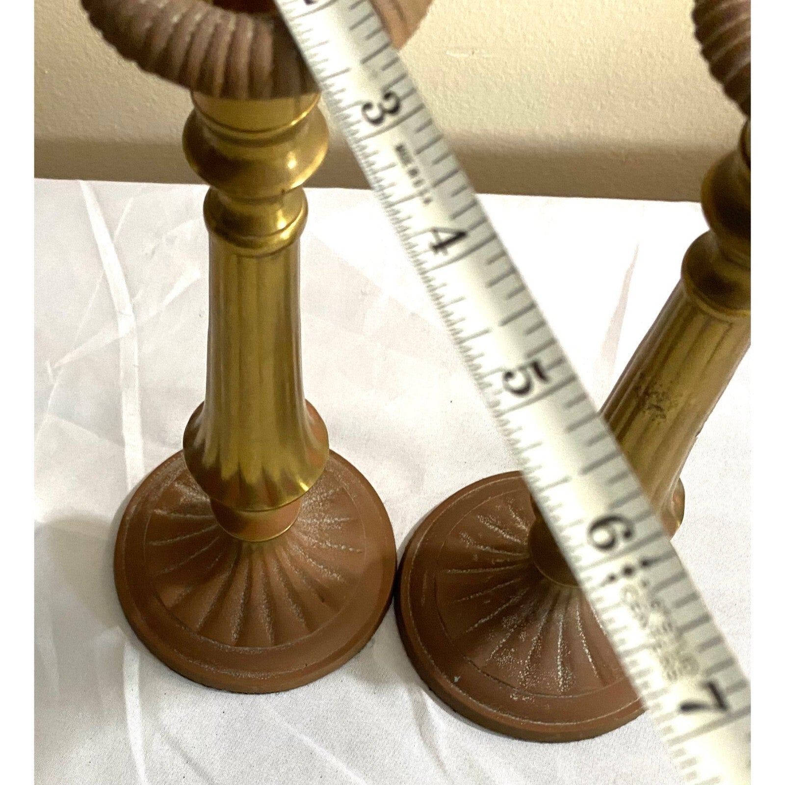 Pair of 2 Antique Brass Candle holders