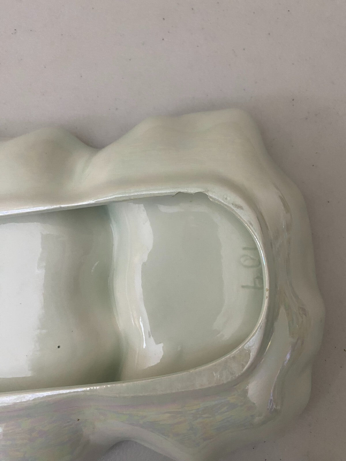 Vintage Opalescent White 3Compartment Condiment Side Dish 1.5 X 9.5 Inches