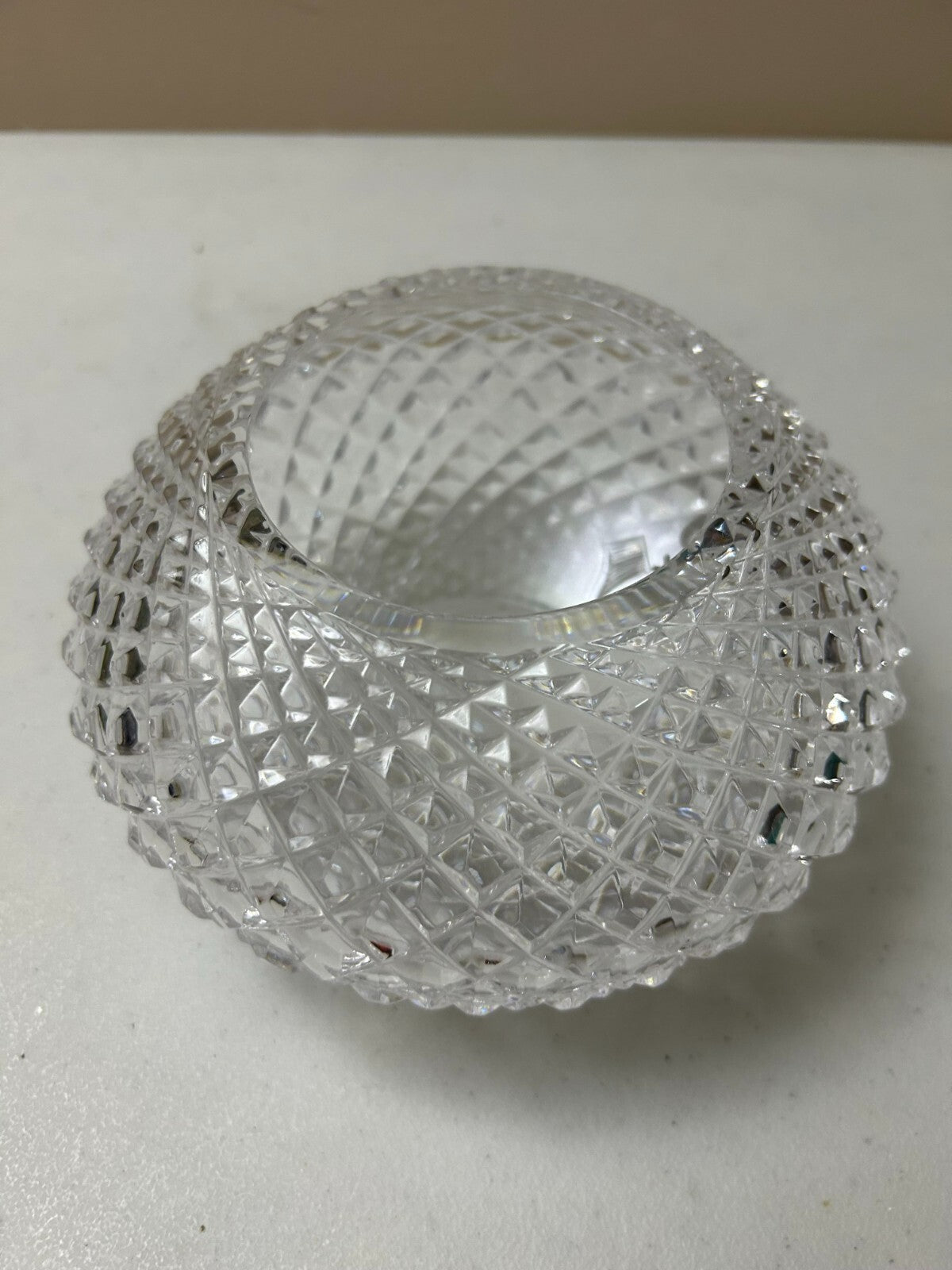 American Brilliant Period Strawberry Diamond Cut Glass Round Vase