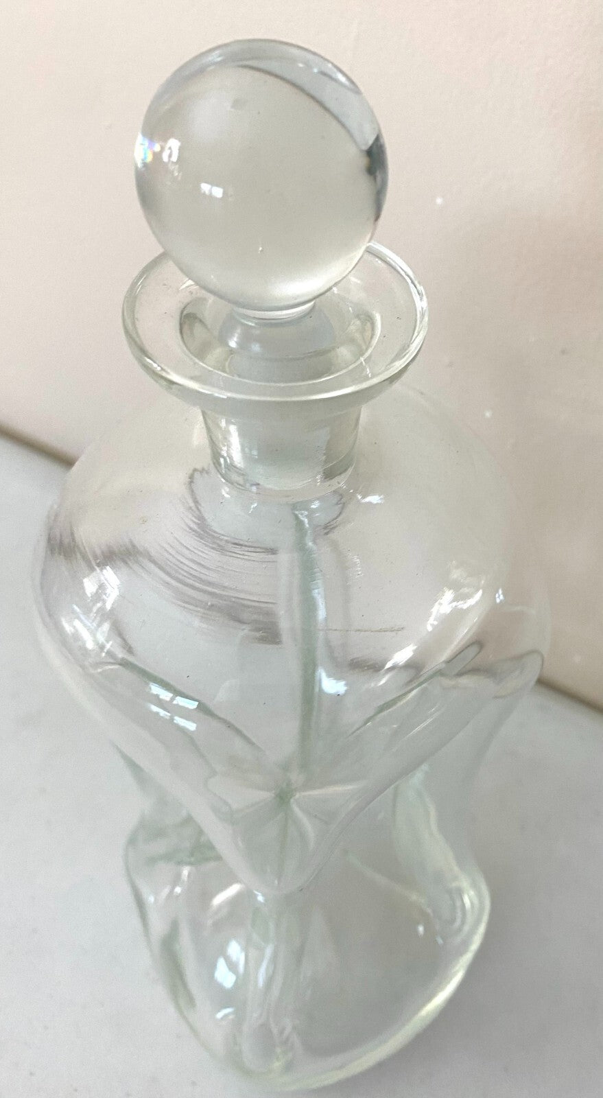 Vintage Clear Glass Kluk Kluk Glass Decanter/Spirit Bottle With Lid