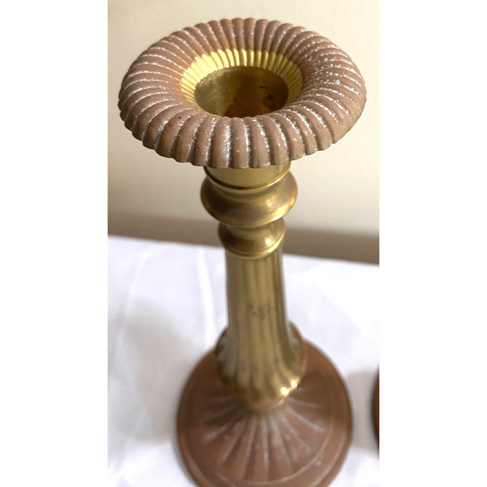Pair of 2 Antique Brass Candle holders