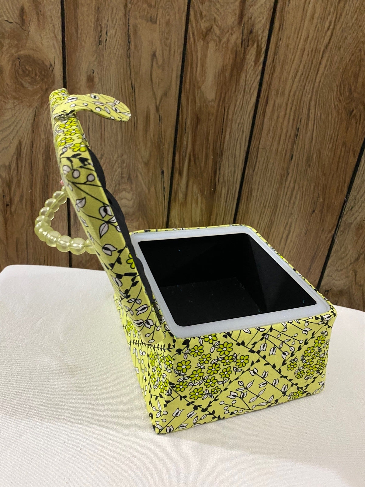 Green Floral Sewing Basket