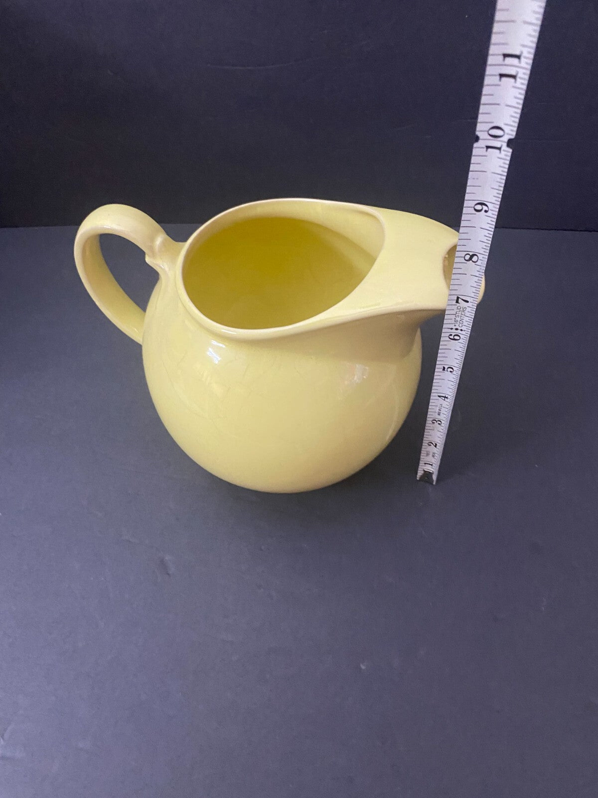 Vintage Lu Ray Pastels T.S.&T. Pastel Yellow Round Pitcher Patent 10521