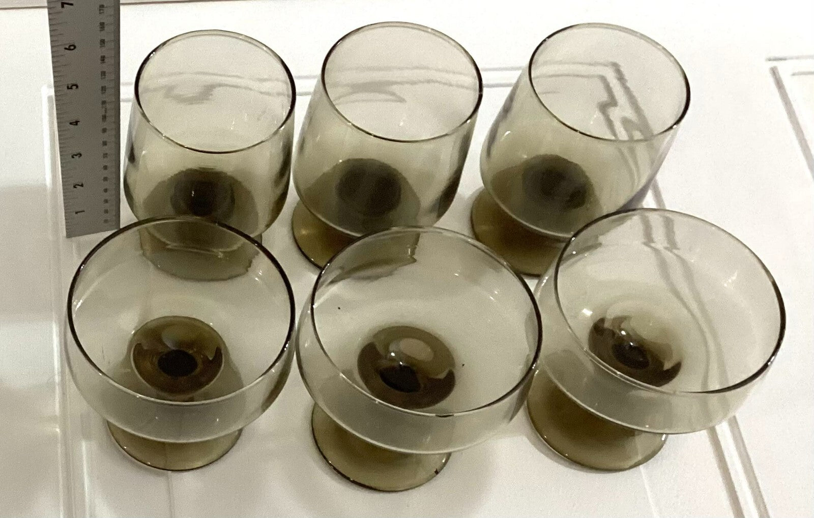 Lot Of 6 Libbey Glasses Thawny Accent On The Rocks And Sherbet Dessert Glass