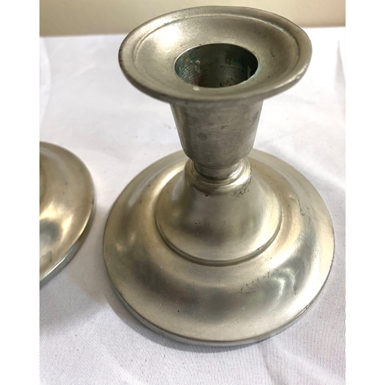 Pair of pewter Short Candle Holder