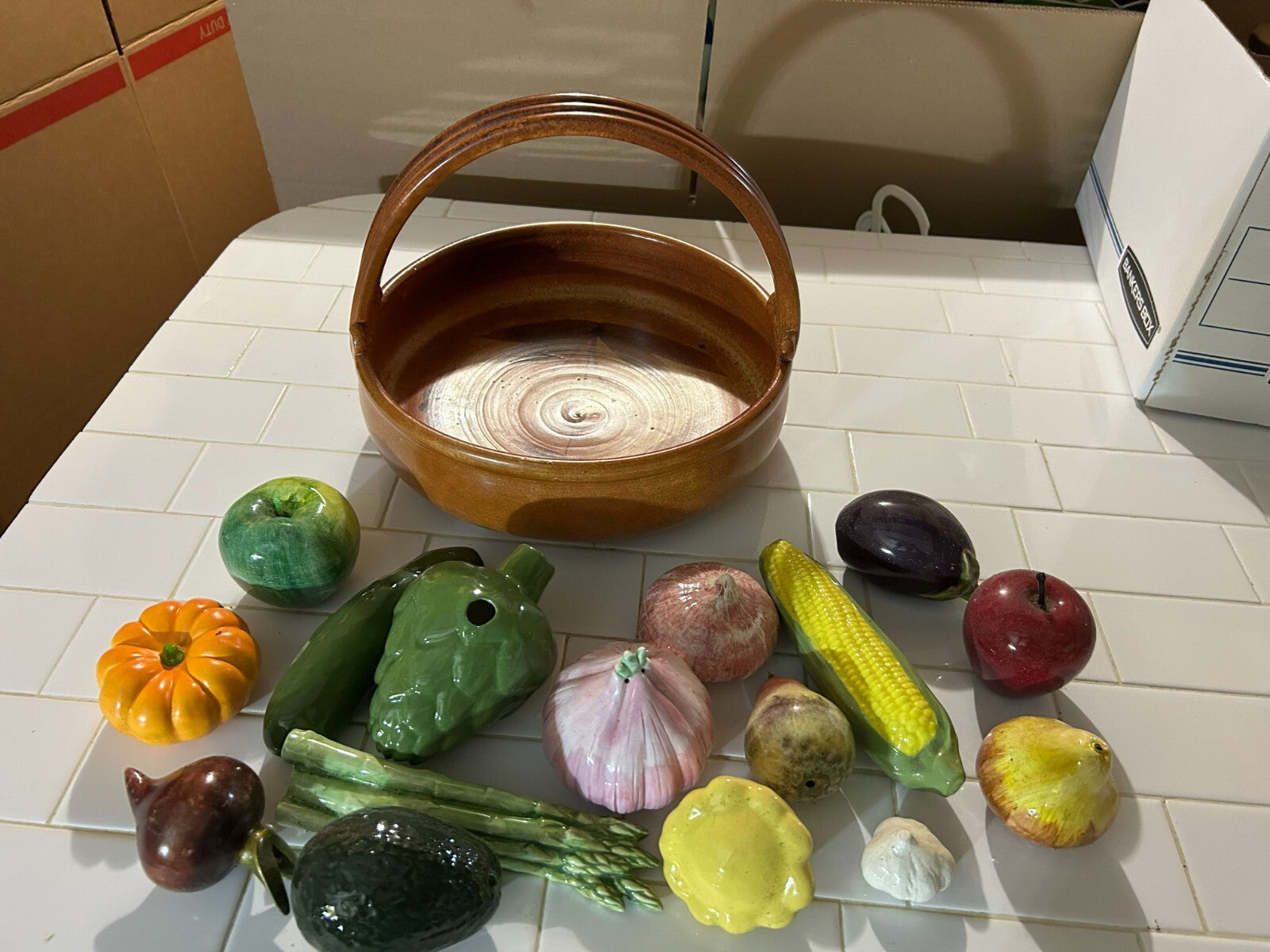 Vintage Hand Made Mamma Ro Fruits And Vegetables Terracotta Basket