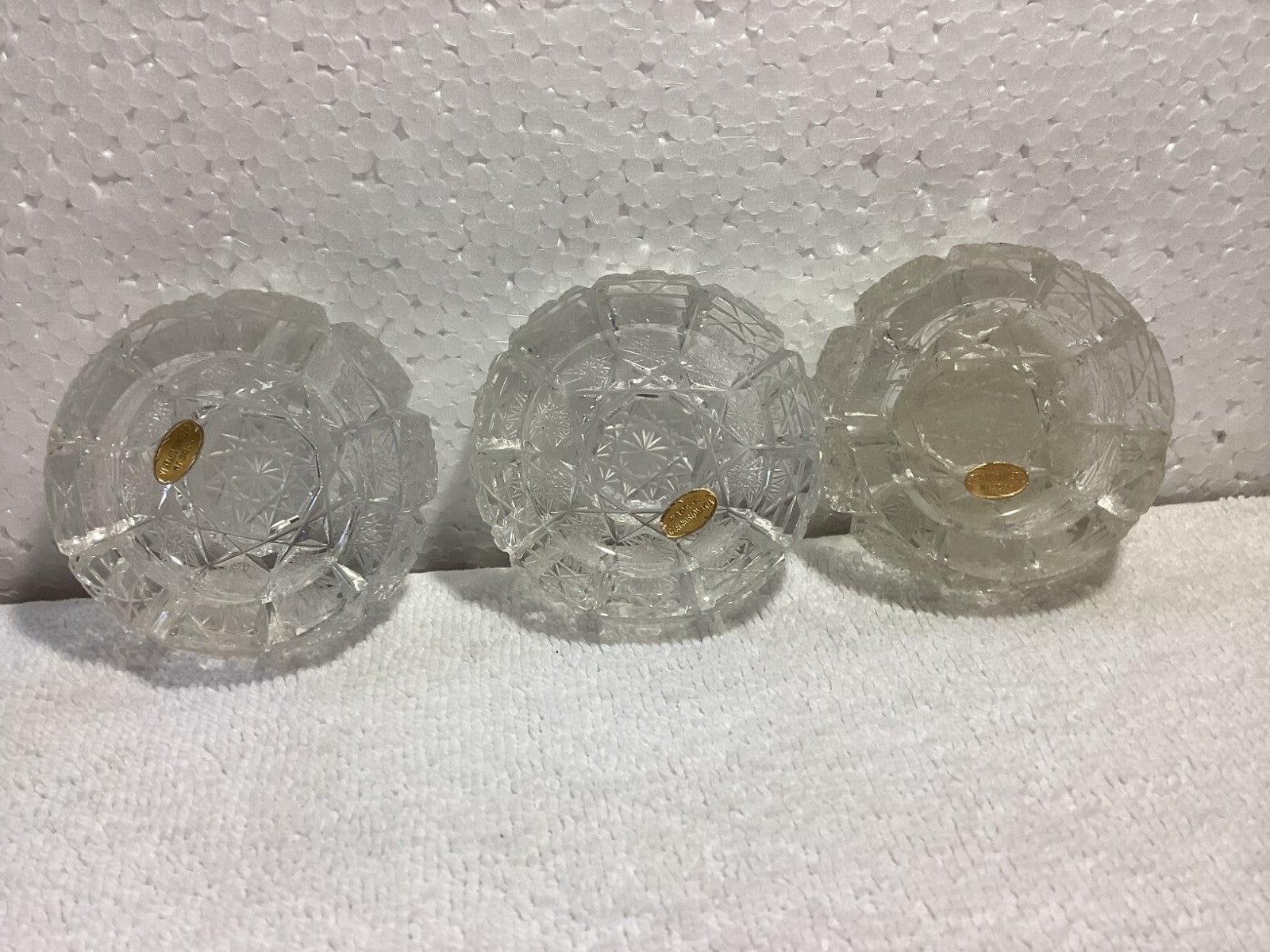 Lot Of 3 Vintage Bohemian Cut Glass Cigarette AshTray