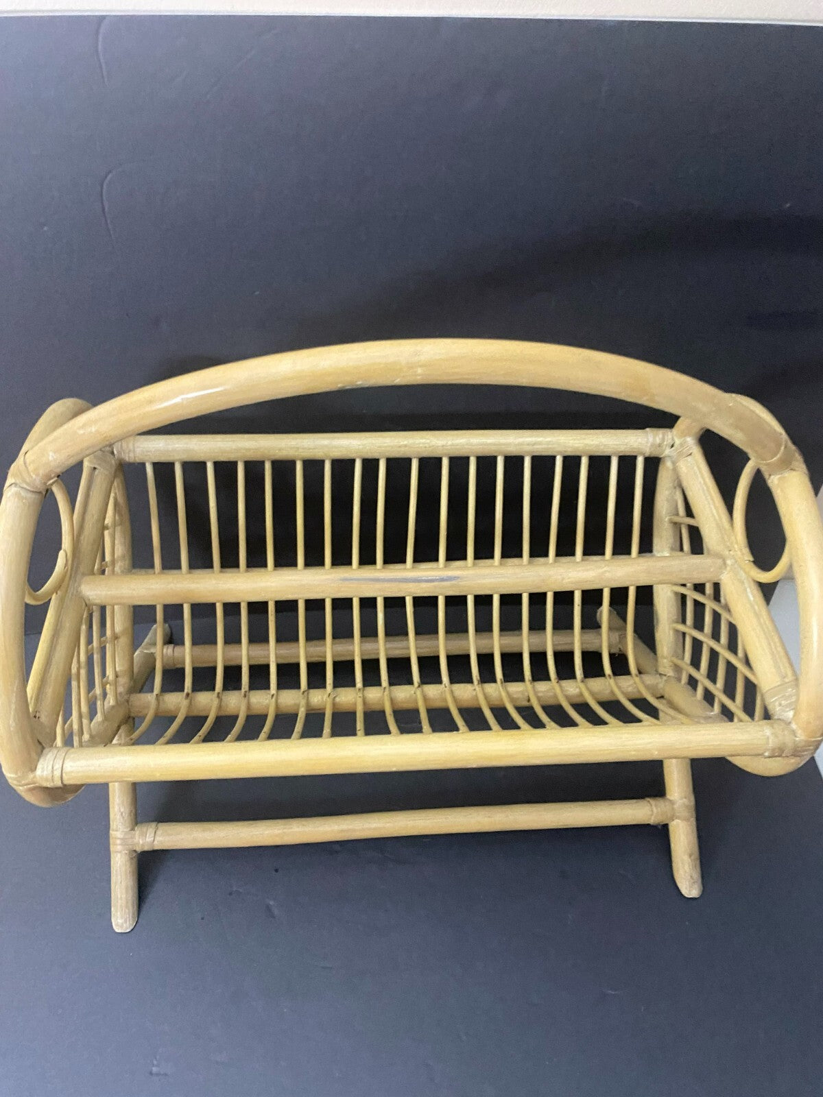 Hand Made Light Brown Rattan Wicker Organizer Basket For Magazines 18x10x18 In