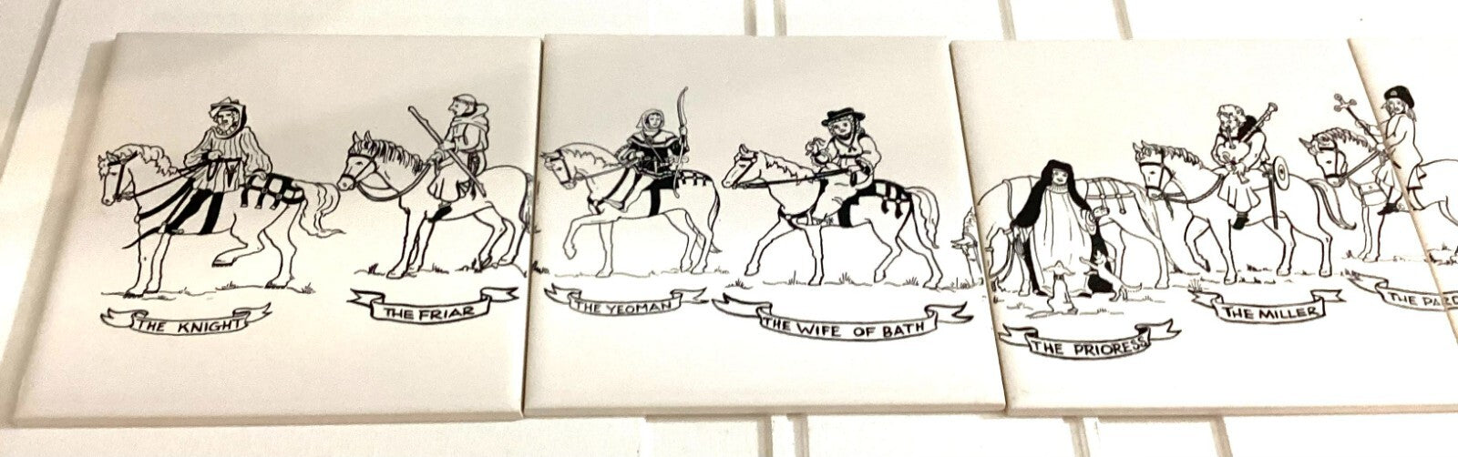 Set Of 5 Vintage Medieval scenes H&R English Tiles 6x6