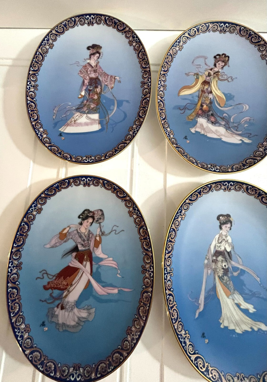Set Of 6 The Bradford Exchange Geisha Oval Shaped Wall Hanging Display Plates